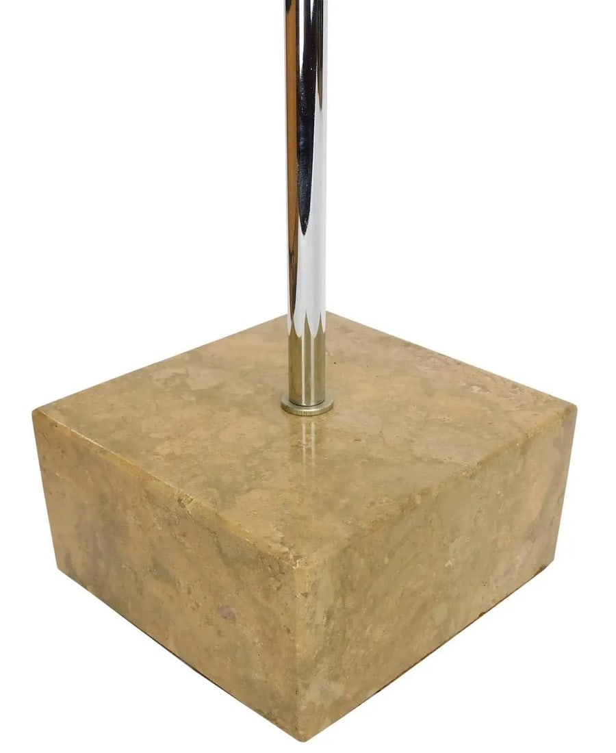 1970s Mid-Century Sonneman Chrome Guzzini Travertine Desk Lamps - a Pair - 5