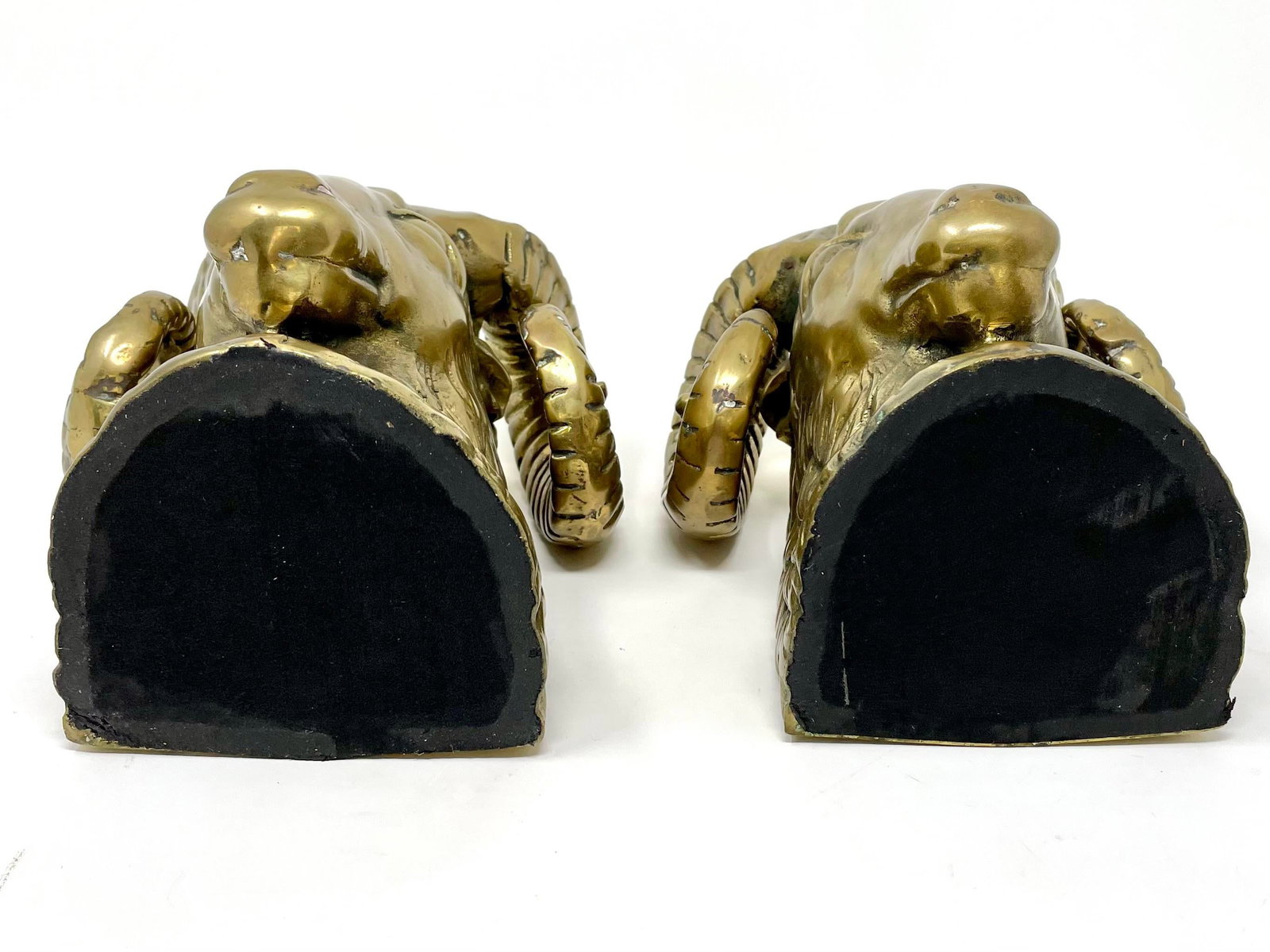 Vintage Hollywood Regency Brass Rams Head Bookends - Set of 2 - 10