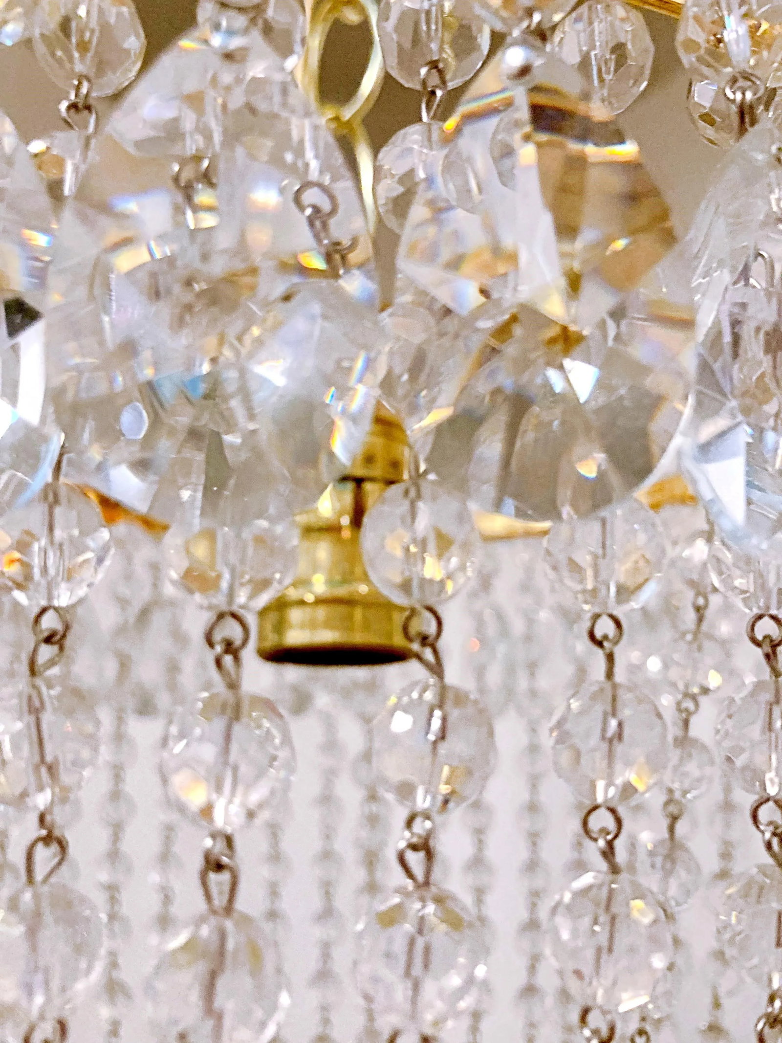 Vintage 1960-1970's Czechoslovakian Gold Plated Frame Basket Chandelier - 6