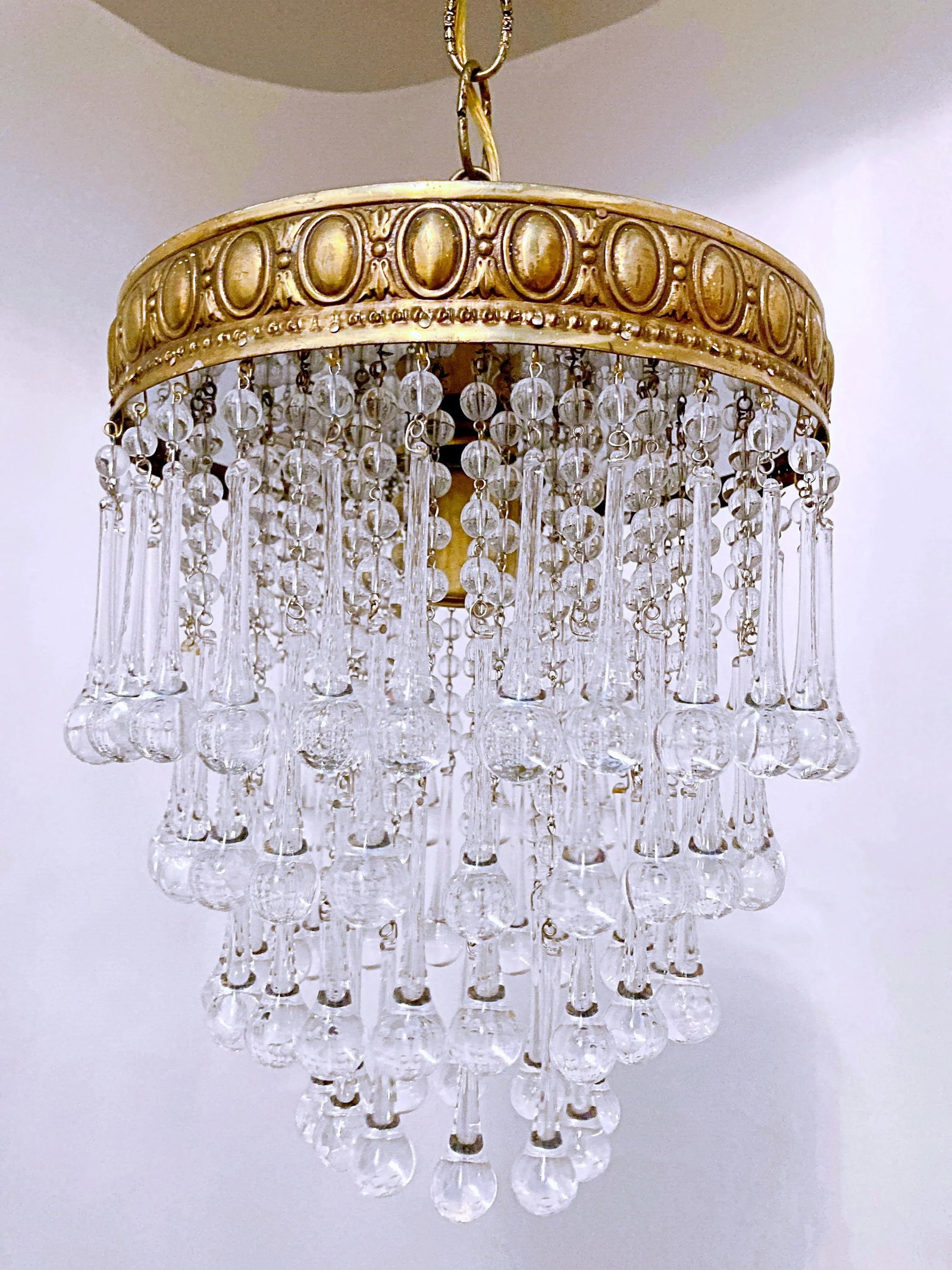 Vintage 1950s Italian Brass Upside Down Layered Cake Chandelier - 2