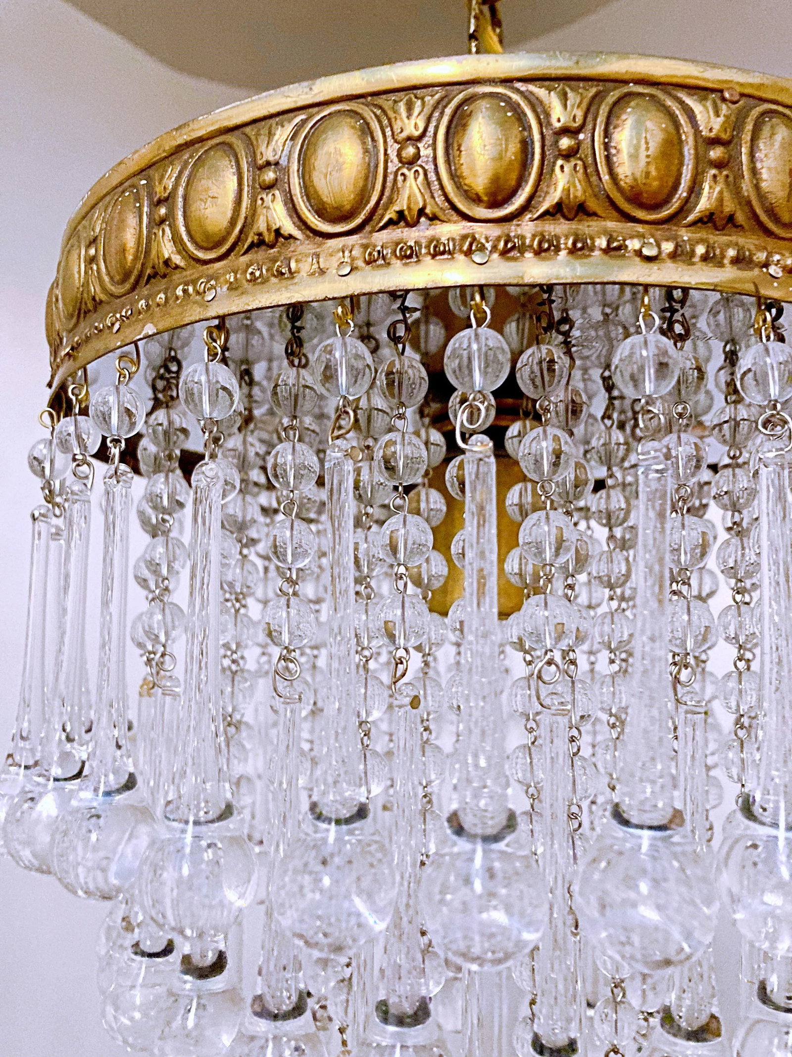 Vintage 1950s Italian Brass Upside Down Layered Cake Chandelier - 3