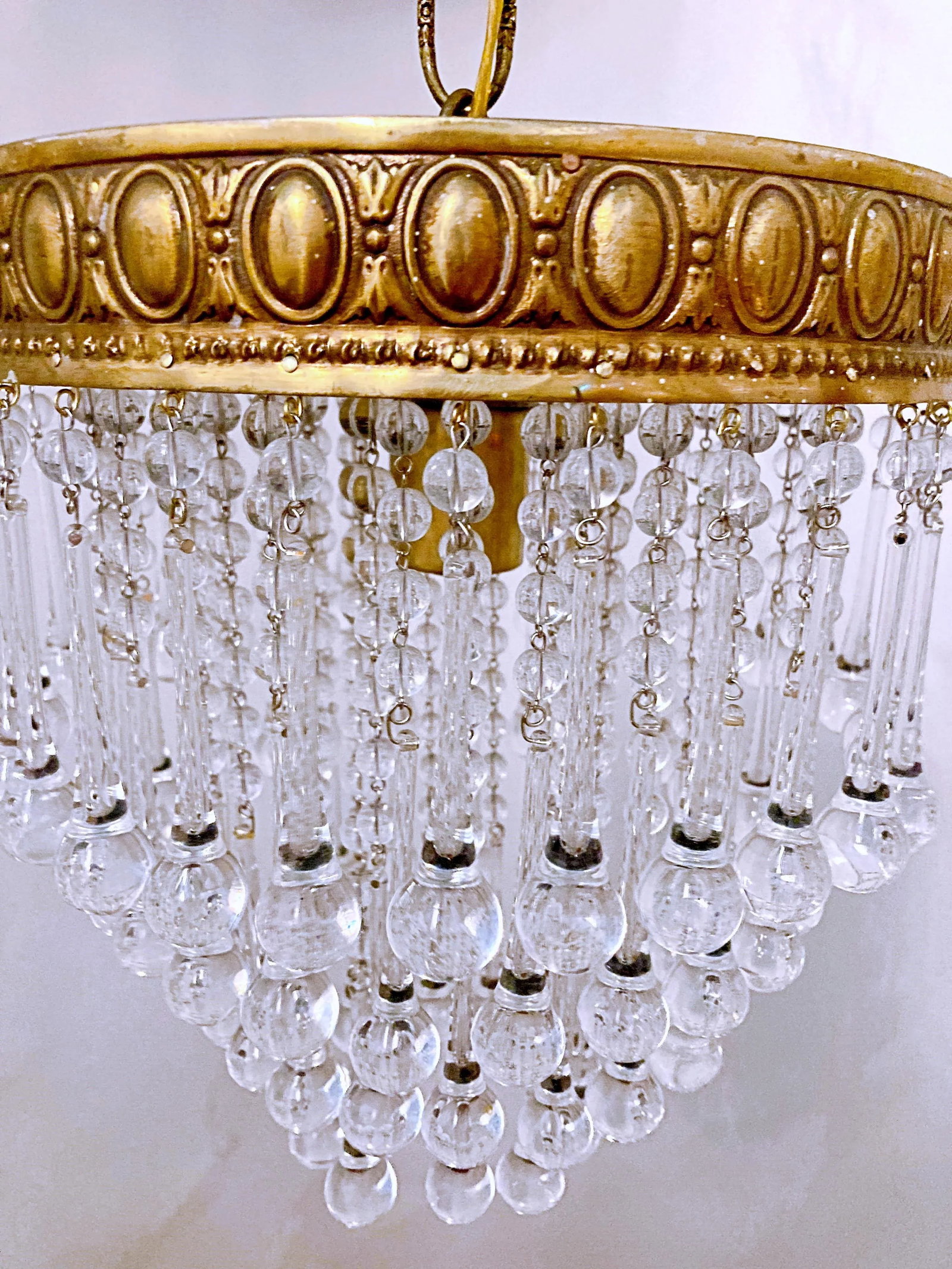 Vintage 1950s Italian Brass Upside Down Layered Cake Chandelier - 4