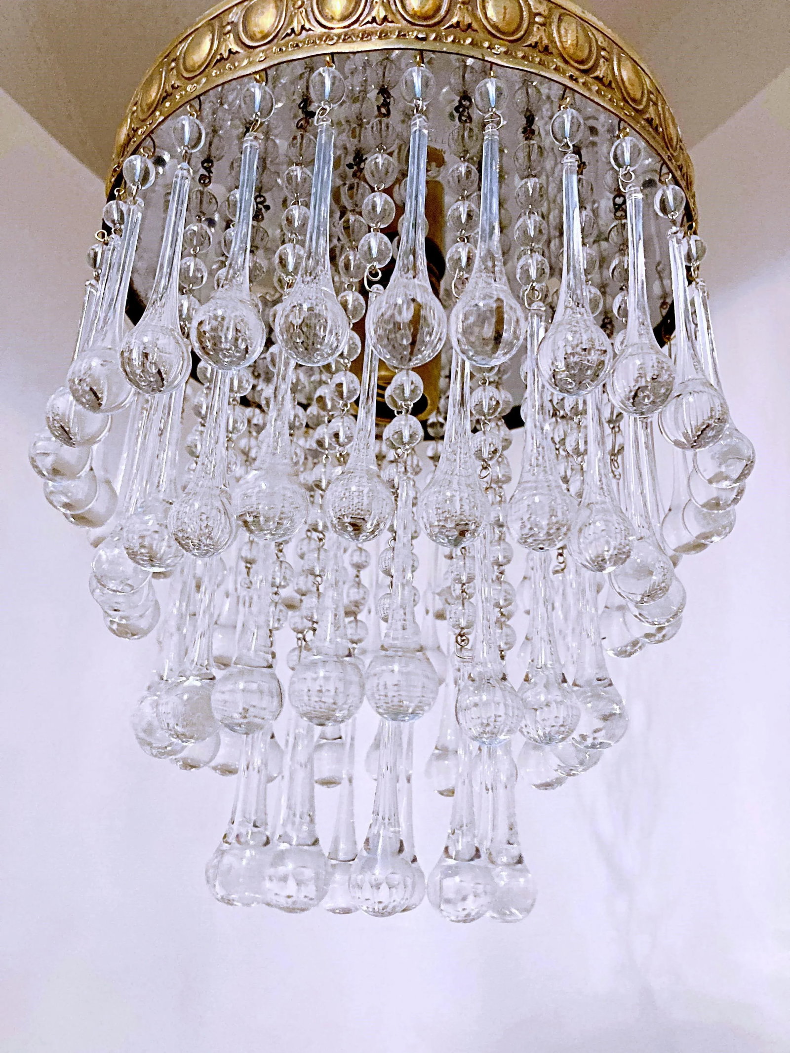 Vintage 1950s Italian Brass Upside Down Layered Cake Chandelier - 5