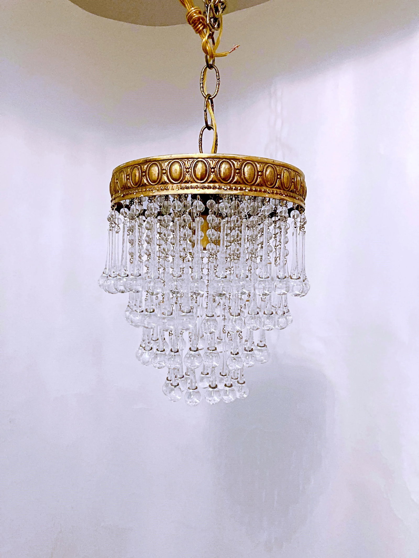 Vintage 1950s Italian Brass Upside Down Layered Cake Chandelier - 7