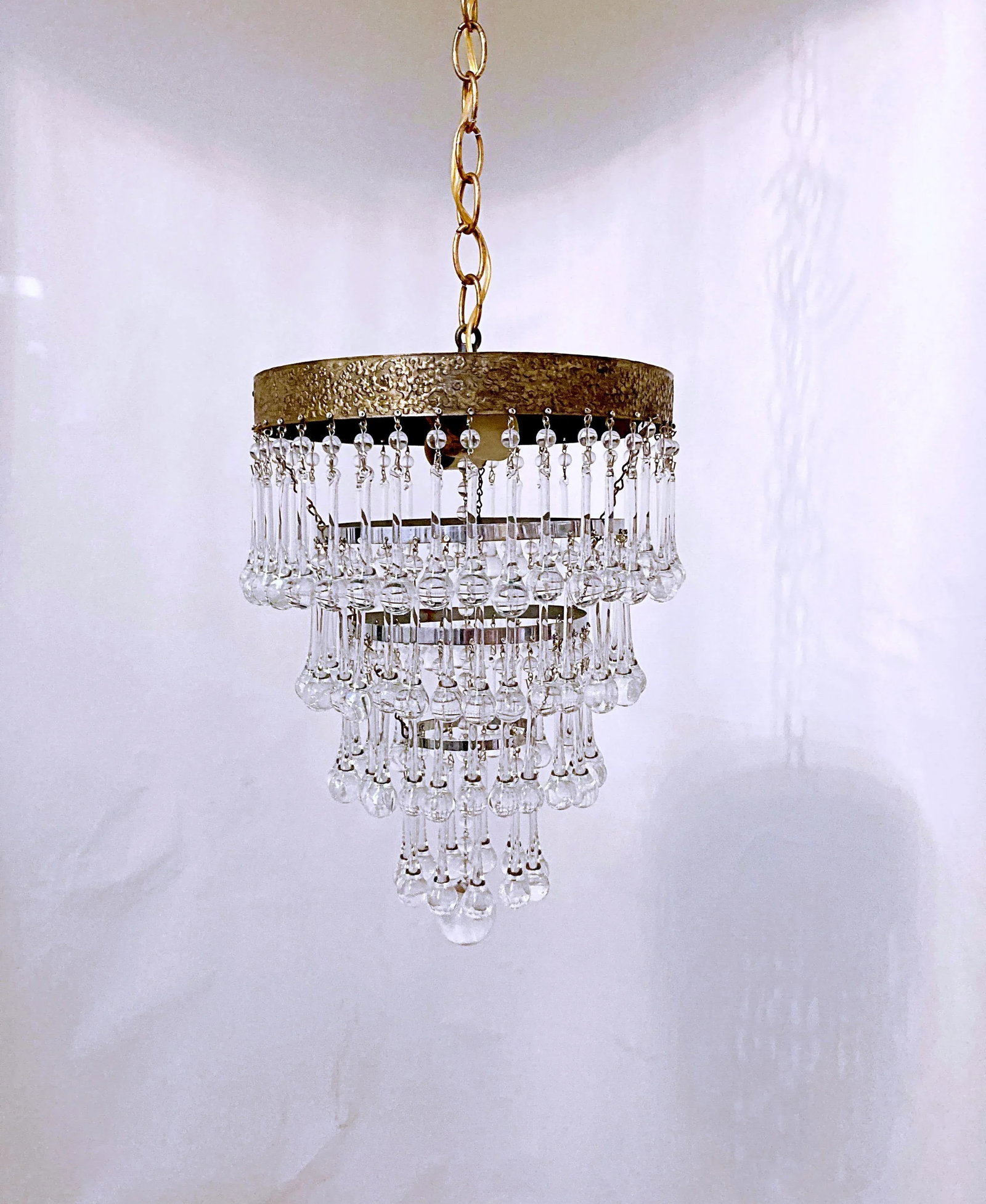 1950's Italian Decorative Brass Rim Upside Down Chandelier - 4