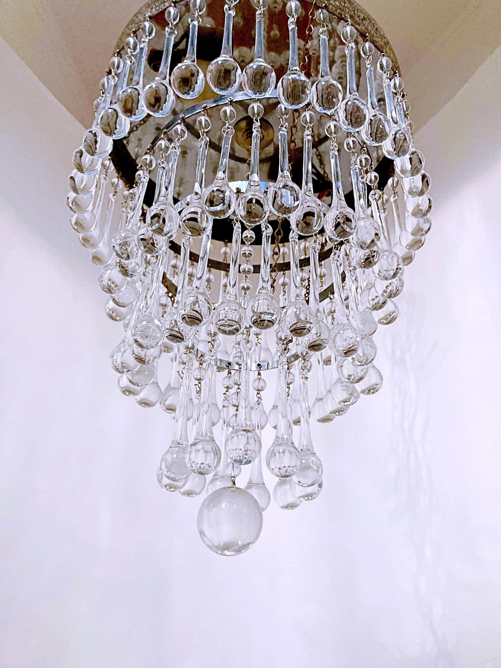 1950's Italian Decorative Brass Rim Upside Down Chandelier - 5