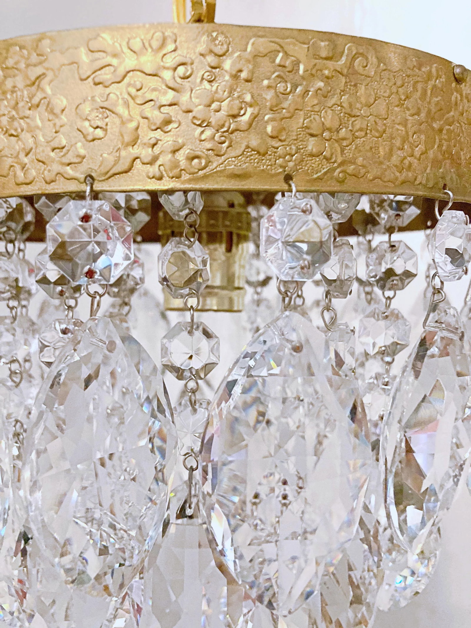 1960s Italian Brass Rim Layered Chandelier - 6