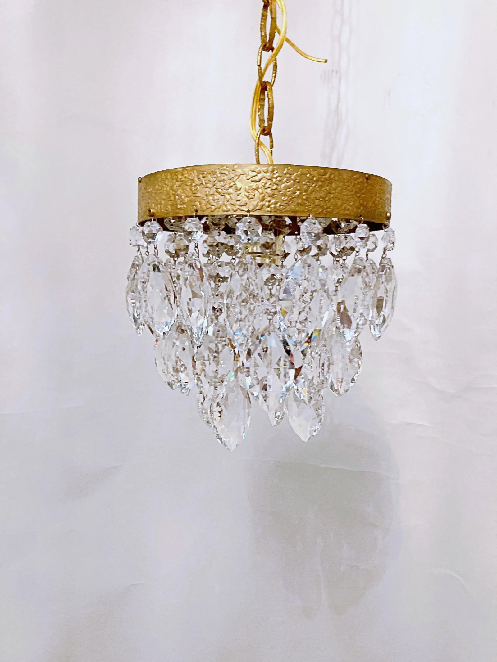 1960s Italian Brass Rim Layered Chandelier - 9