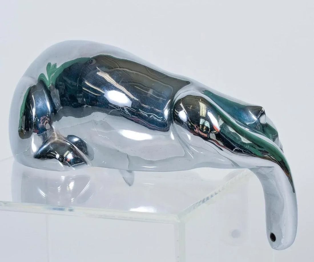 1980s Dolbi Cashier Large Polished Chrome Resting Panther - 2