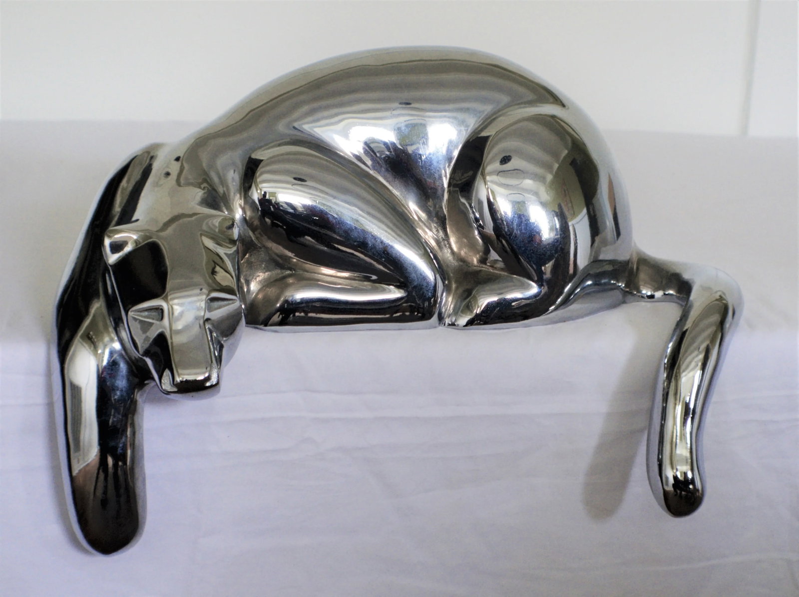 1980s Dolbi Cashier Large Polished Chrome Resting Panther - 6