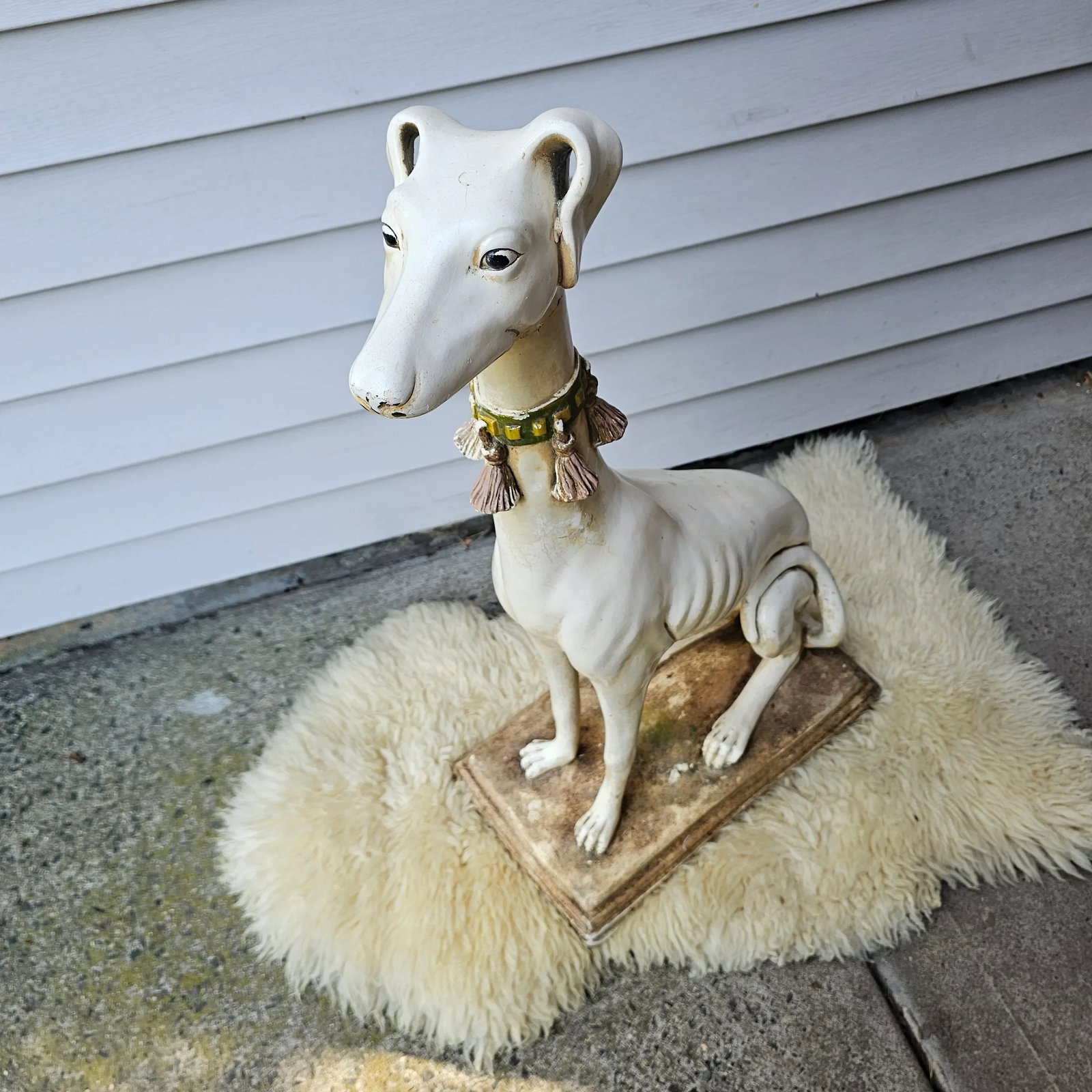 1940s Late Art Deco Sicilian Marwal Chalkware Greyhound.Statue - 10