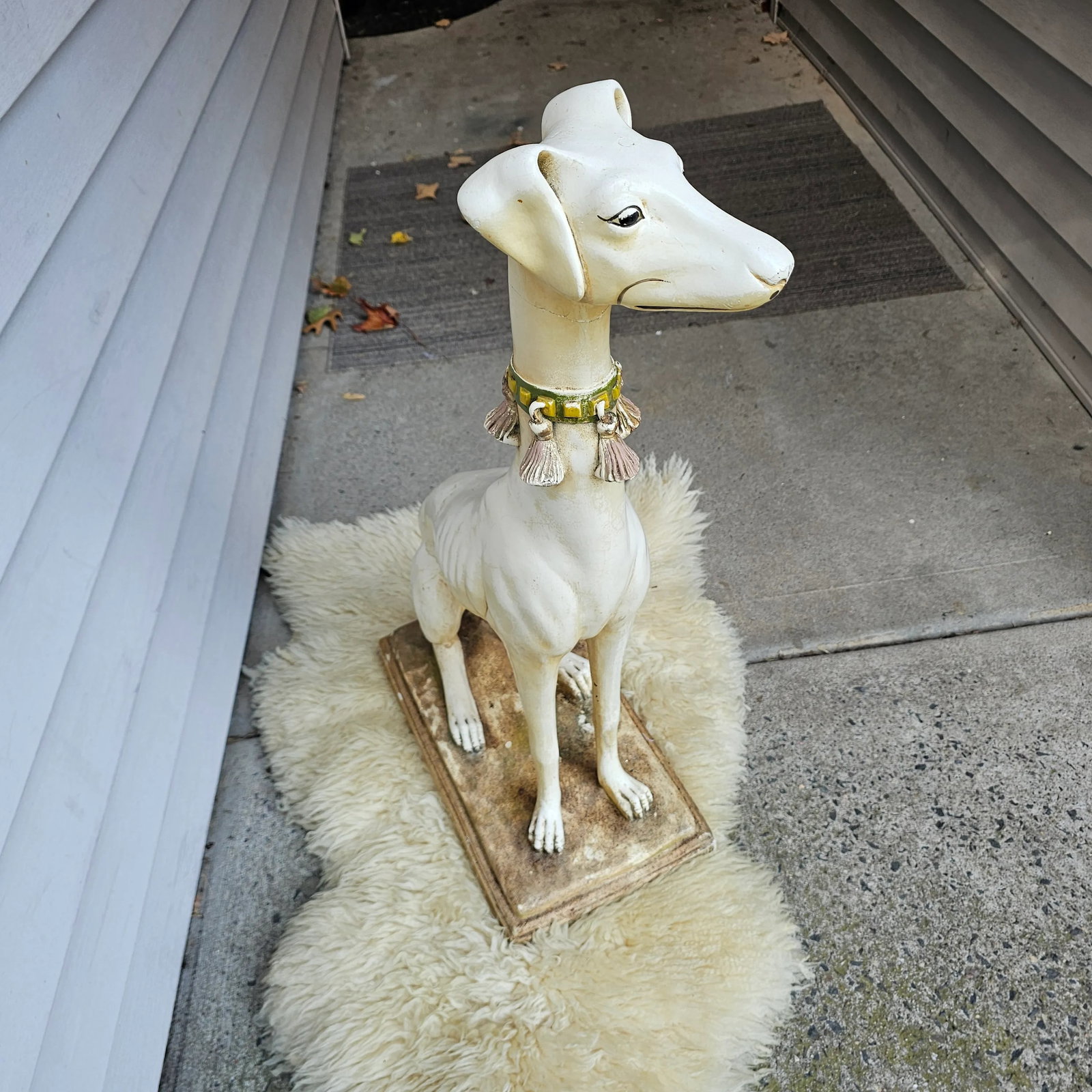 1940s Late Art Deco Sicilian Marwal Chalkware Greyhound.Statue - 11