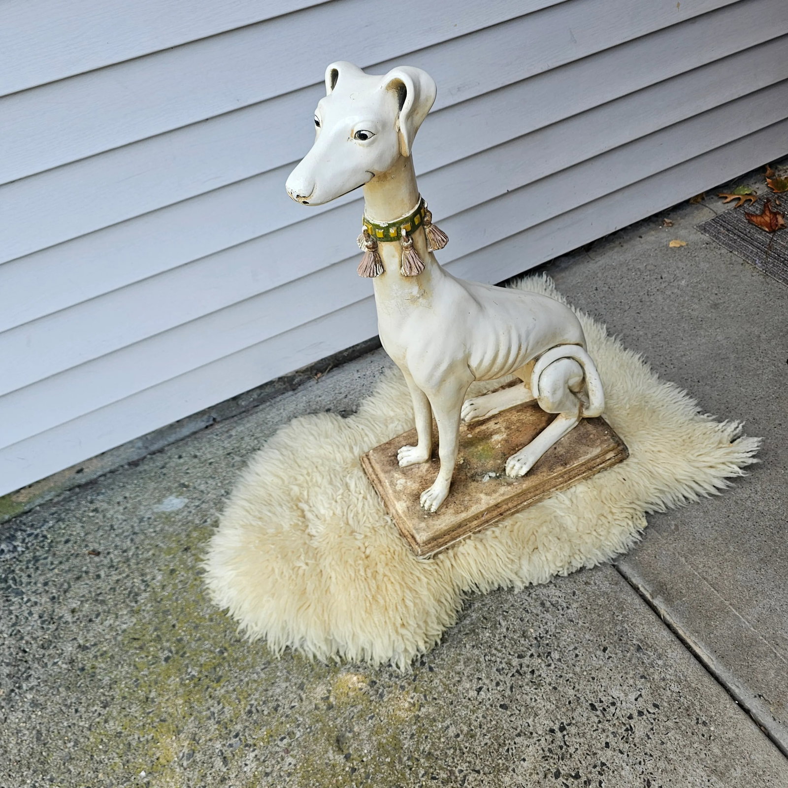1940s Late Art Deco Sicilian Marwal Chalkware Greyhound.Statue - 12
