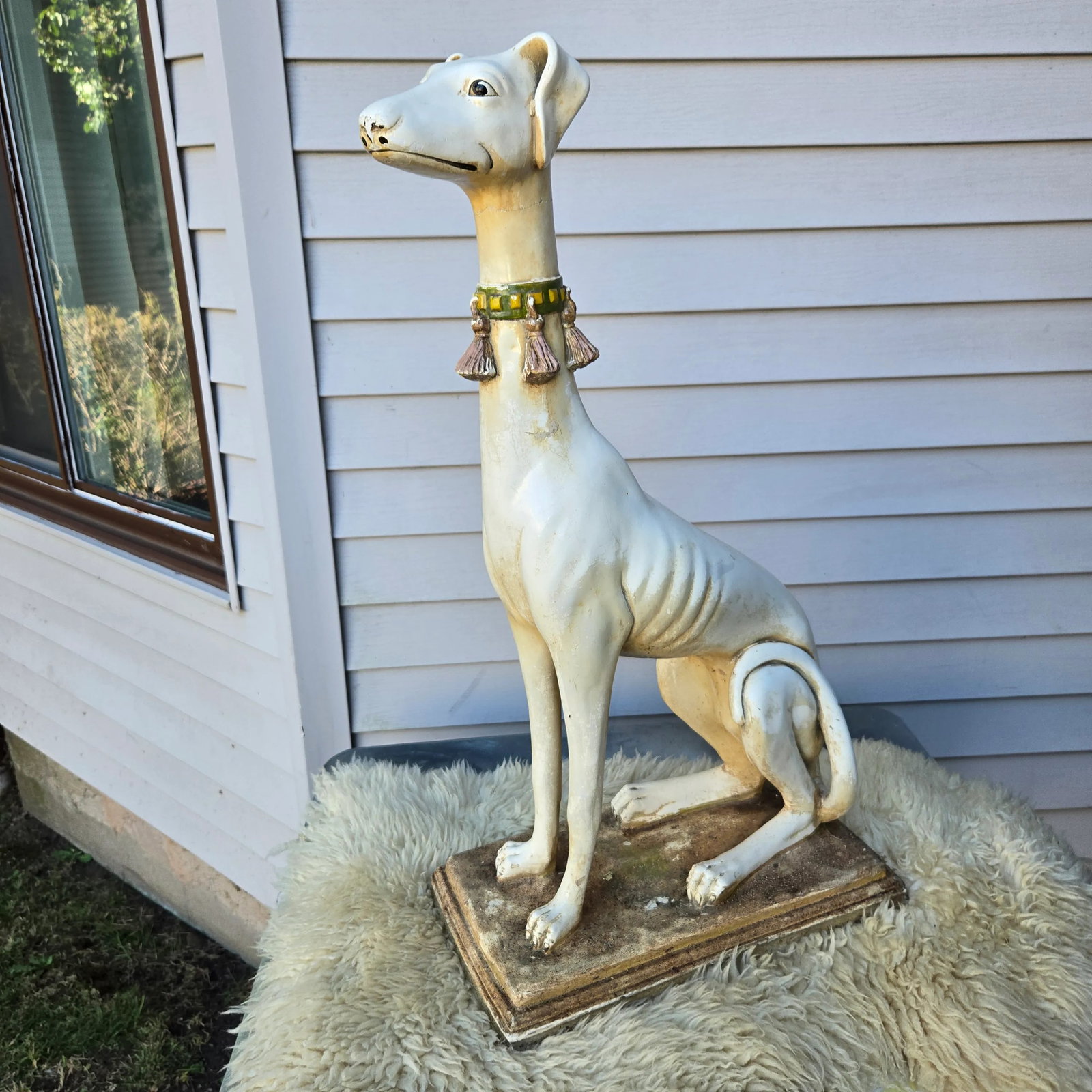 1940s Late Art Deco Sicilian Marwal Chalkware Greyhound.Statue - 5