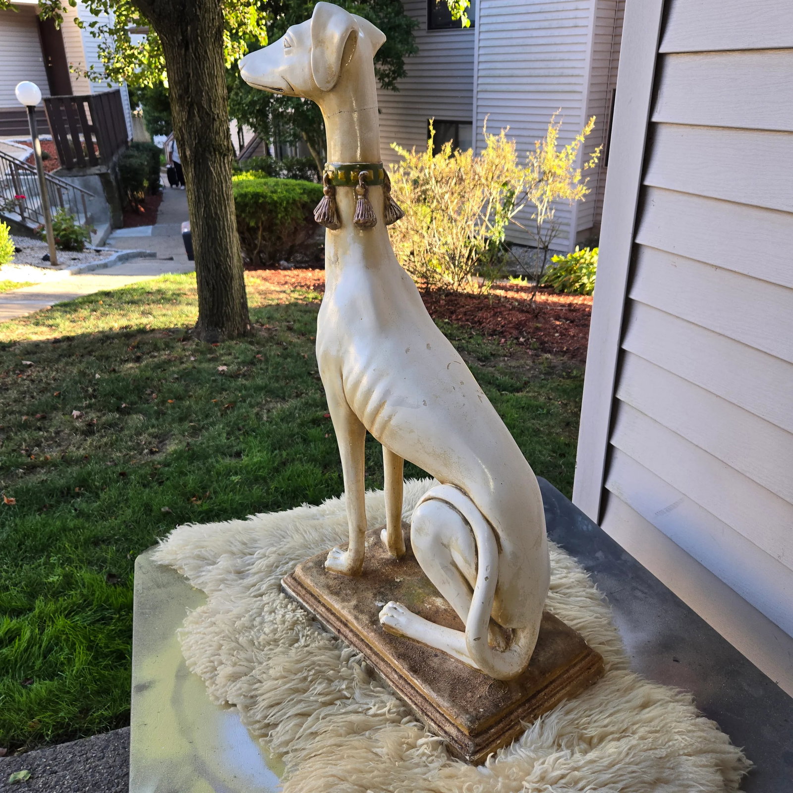 1940s Late Art Deco Sicilian Marwal Chalkware Greyhound.Statue - 7