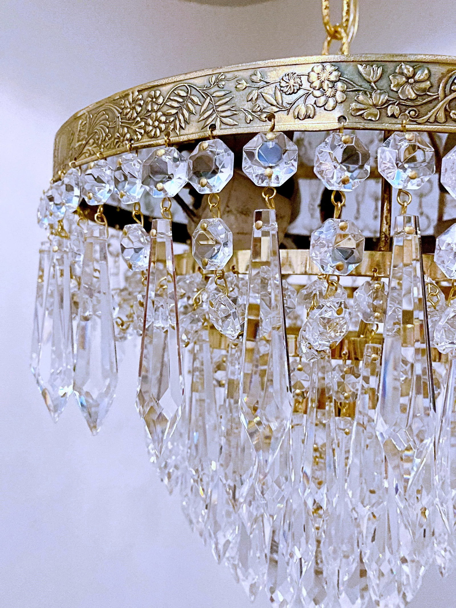 Vintage 1960s Italian Brass Upside Down Layered Cake Chandelier - 3