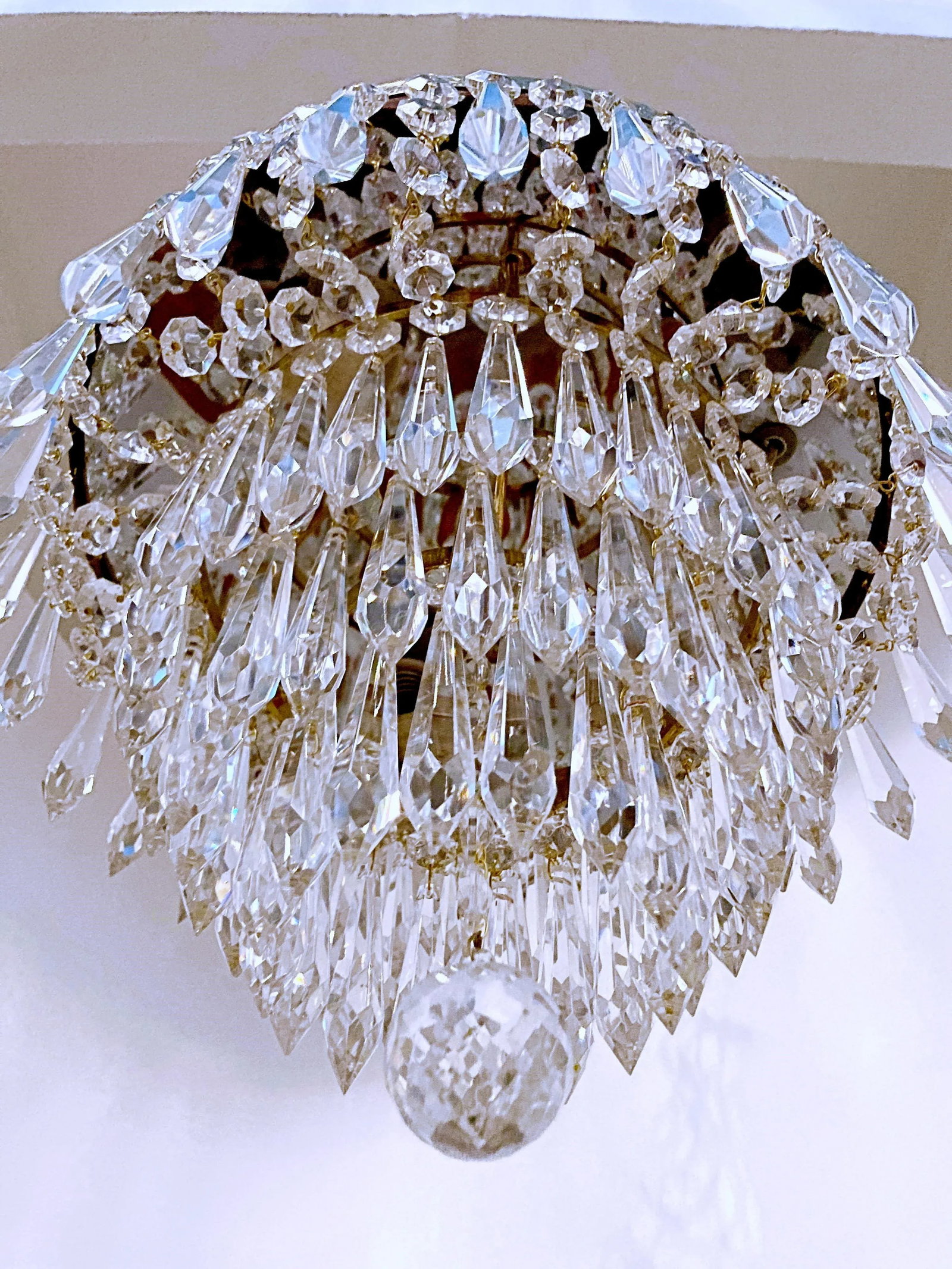 Vintage 1960s Italian Brass Upside Down Layered Cake Chandelier - 5