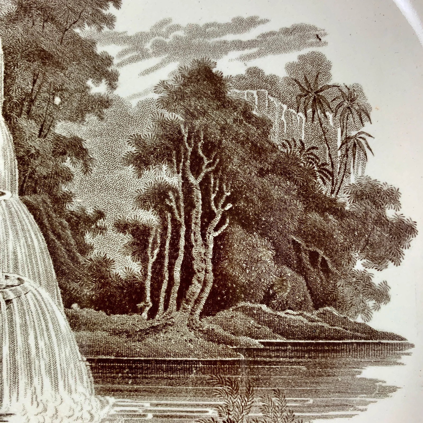 Enoch Wood & Sons English Staffordshire 'Fountain' Brown Transferware Platter - 4