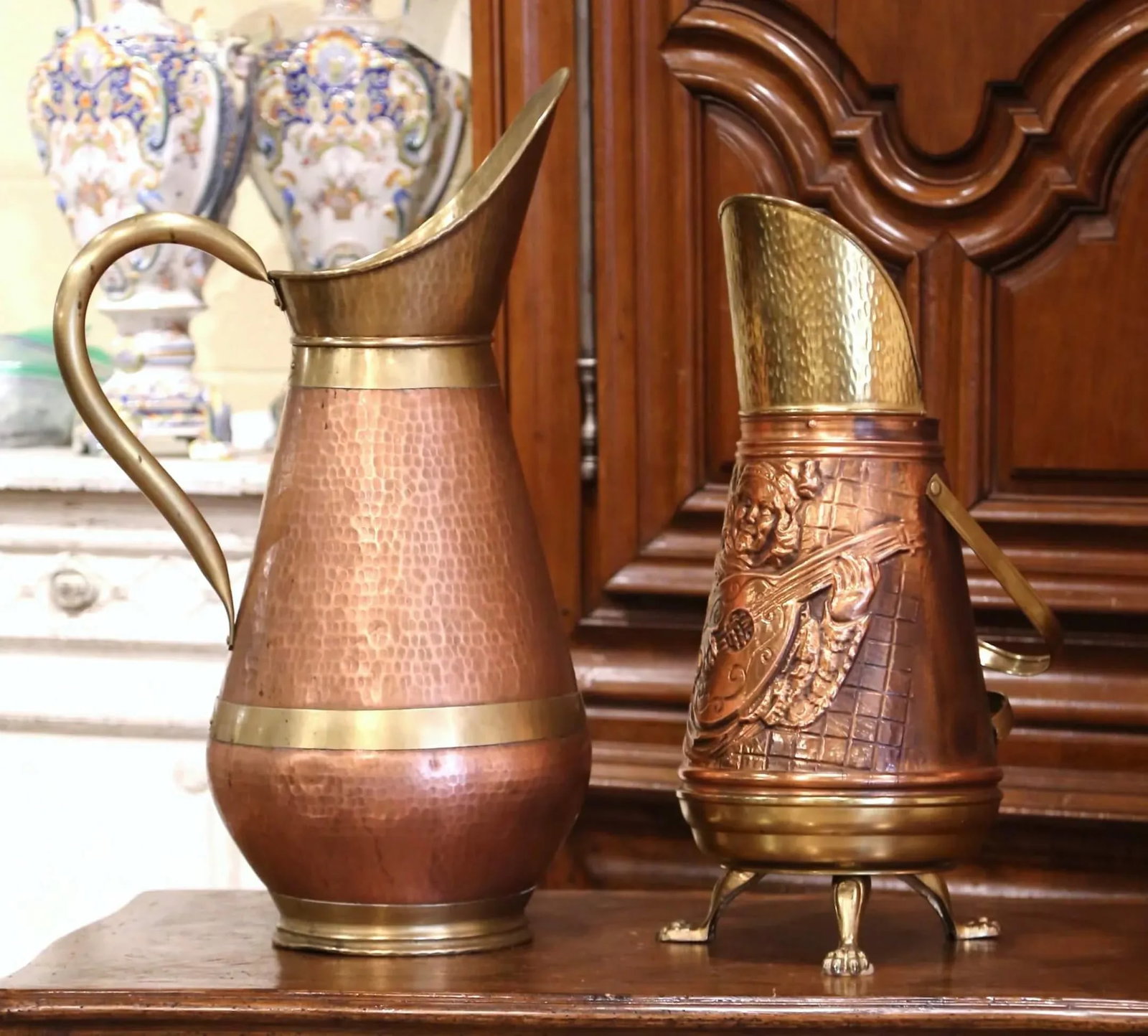 Set of Two Mid-Century French Copper and Brass Watering Cans From Normandy - 13