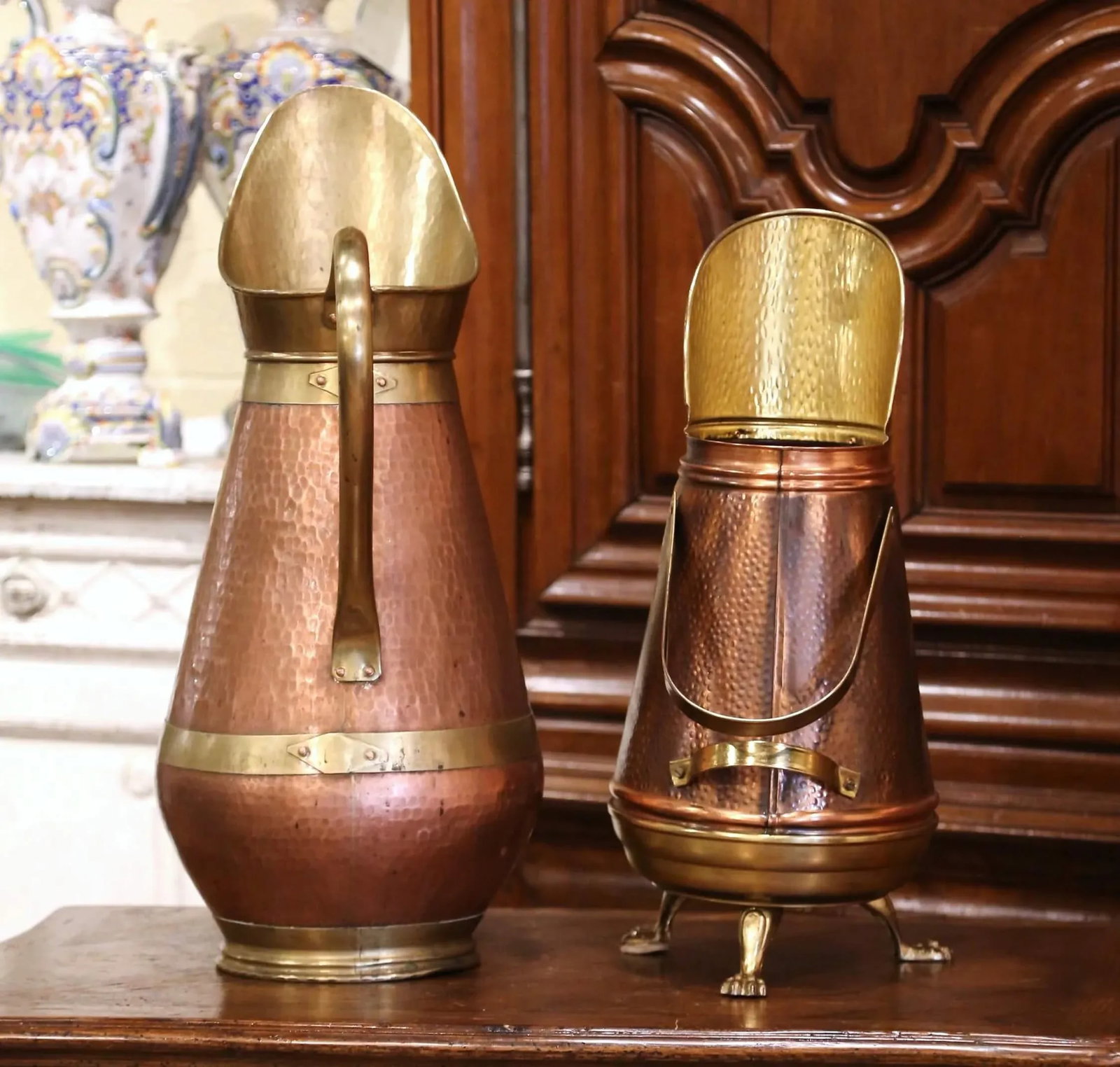 Set of Two Mid-Century French Copper and Brass Watering Cans From Normandy - 5