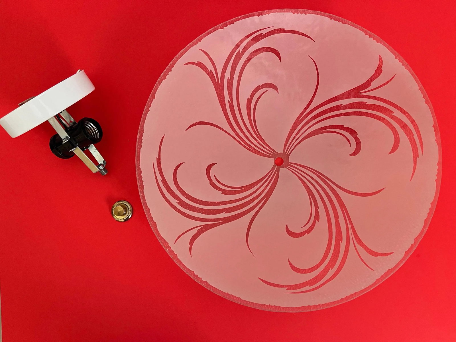 1950s Pink Leaf Sprays Ceiling Light - 16