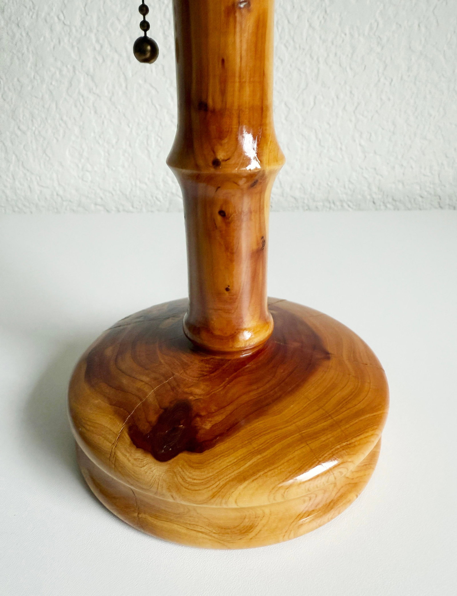 Vintage Folk Art Wood Shade Table Lamp - 7