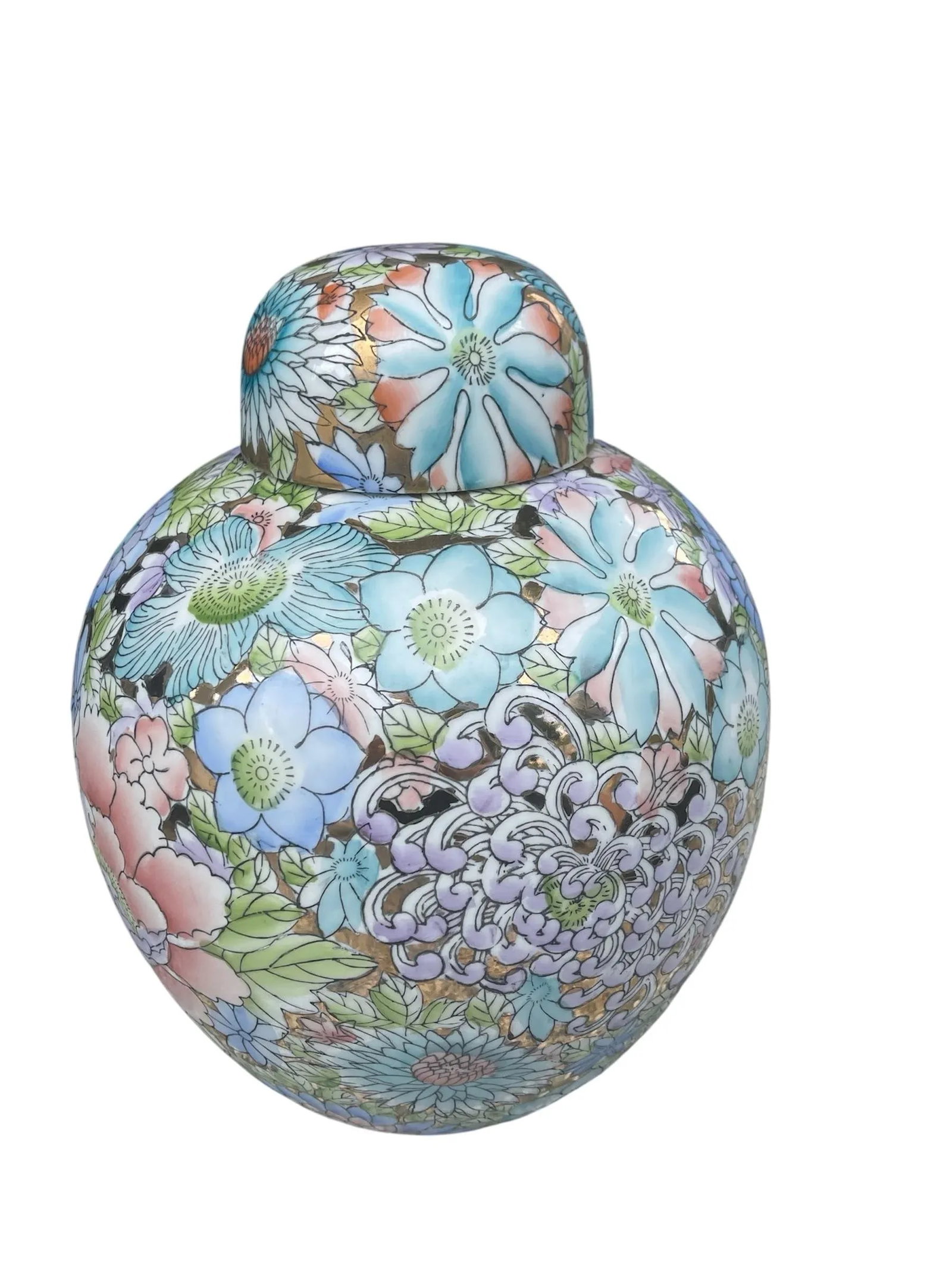 Vintage Chinese Famille Rose 1000 Flowers Ginger Jar - 2