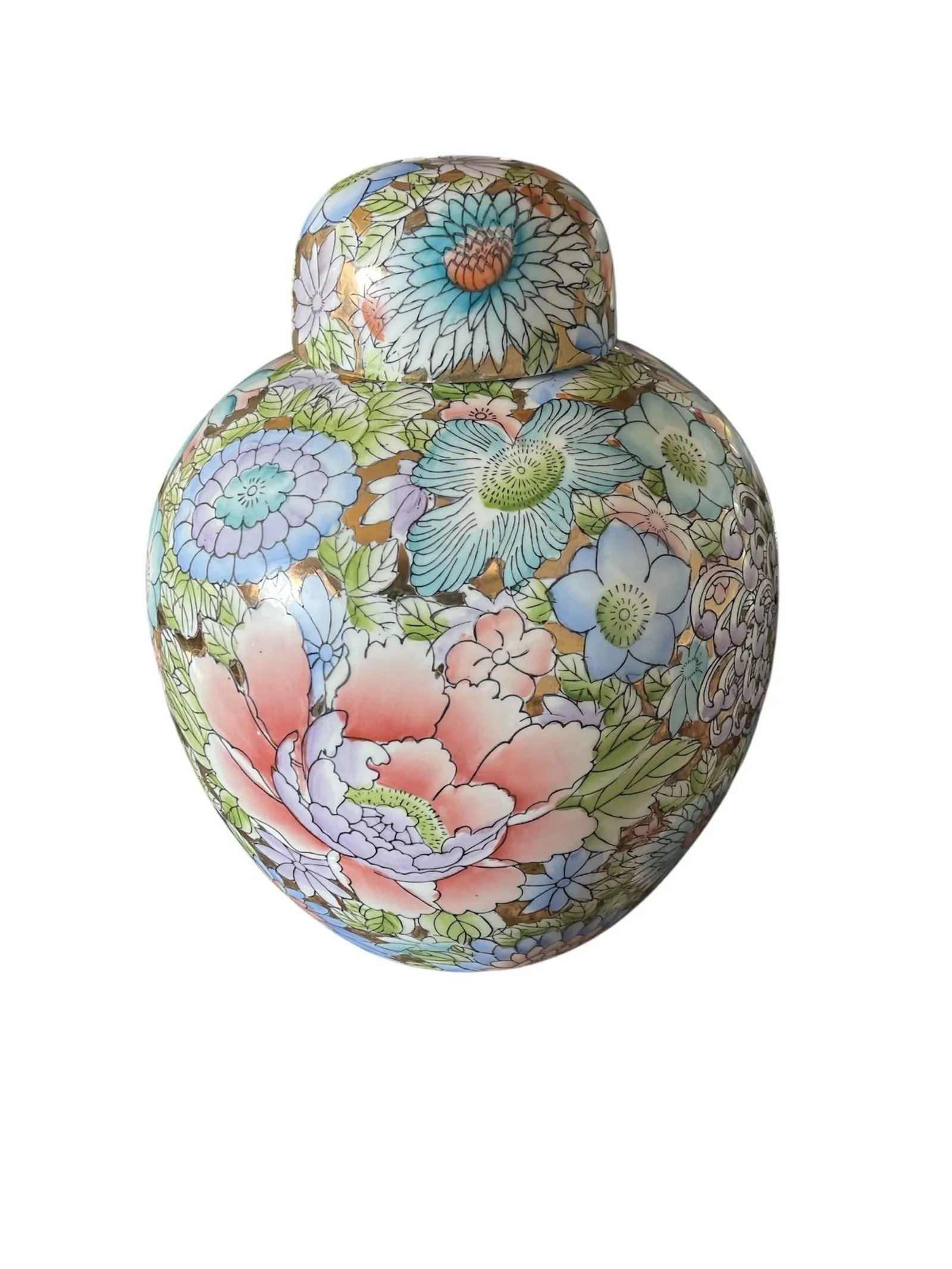 Vintage Chinese Famille Rose 1000 Flowers Ginger Jar - 4