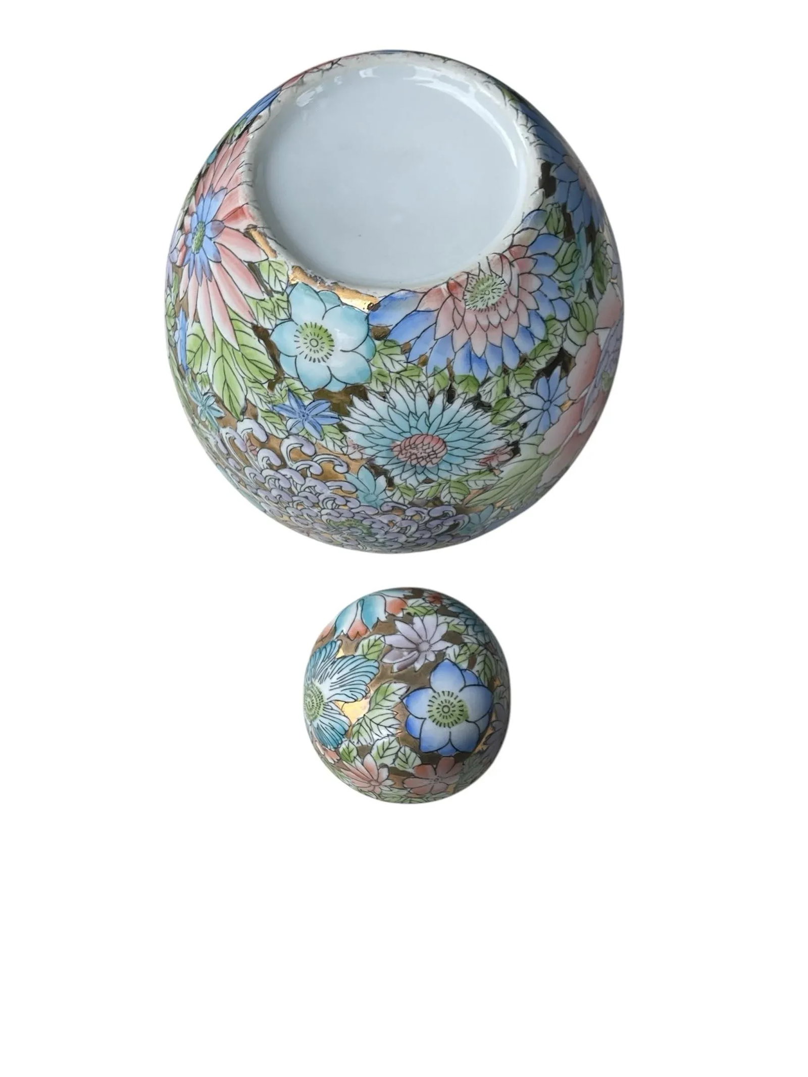 Vintage Chinese Famille Rose 1000 Flowers Ginger Jar - 7