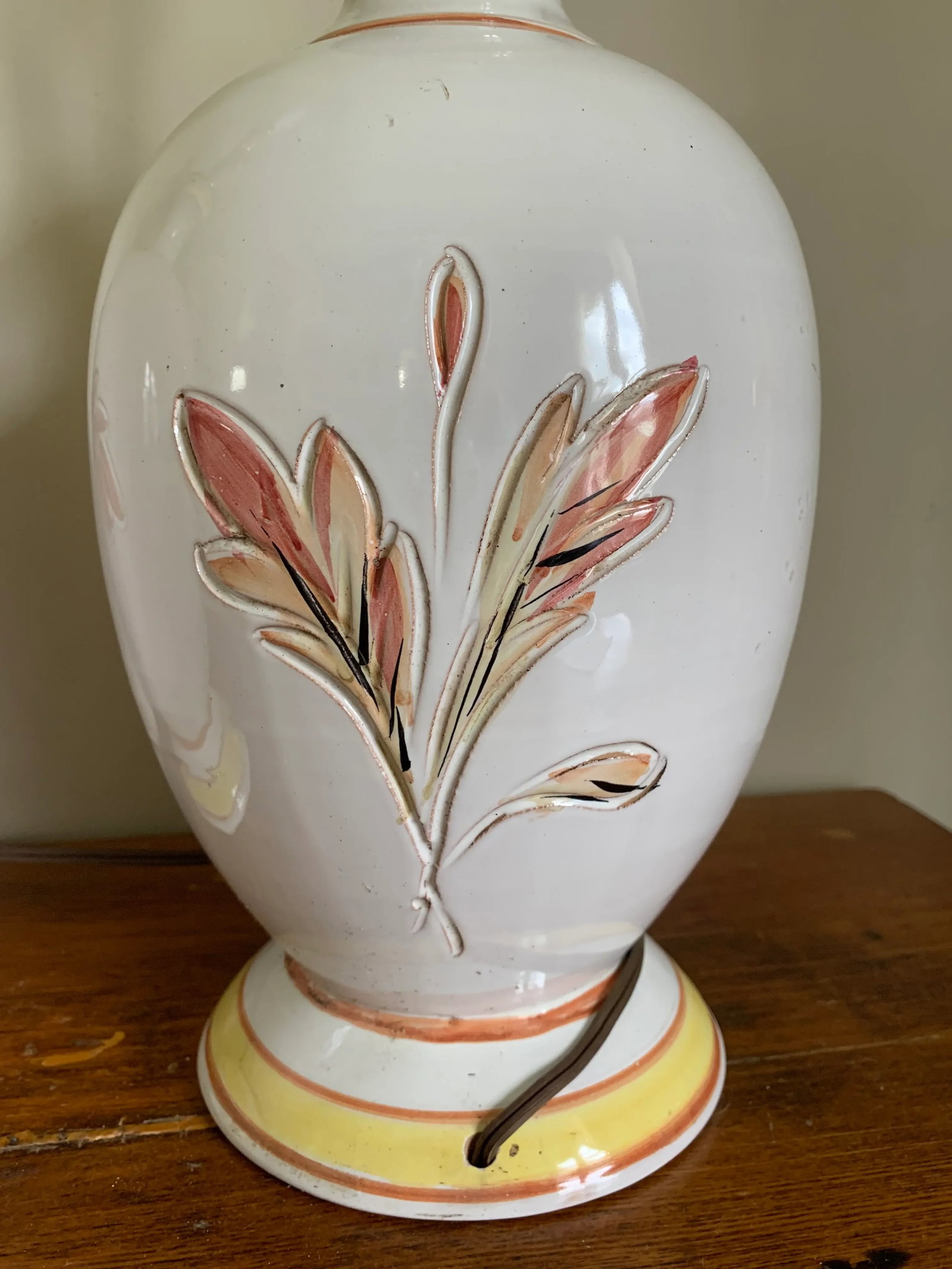 1980s Italian Ceramic Table Lamps With Flower Design - a Pair - 7