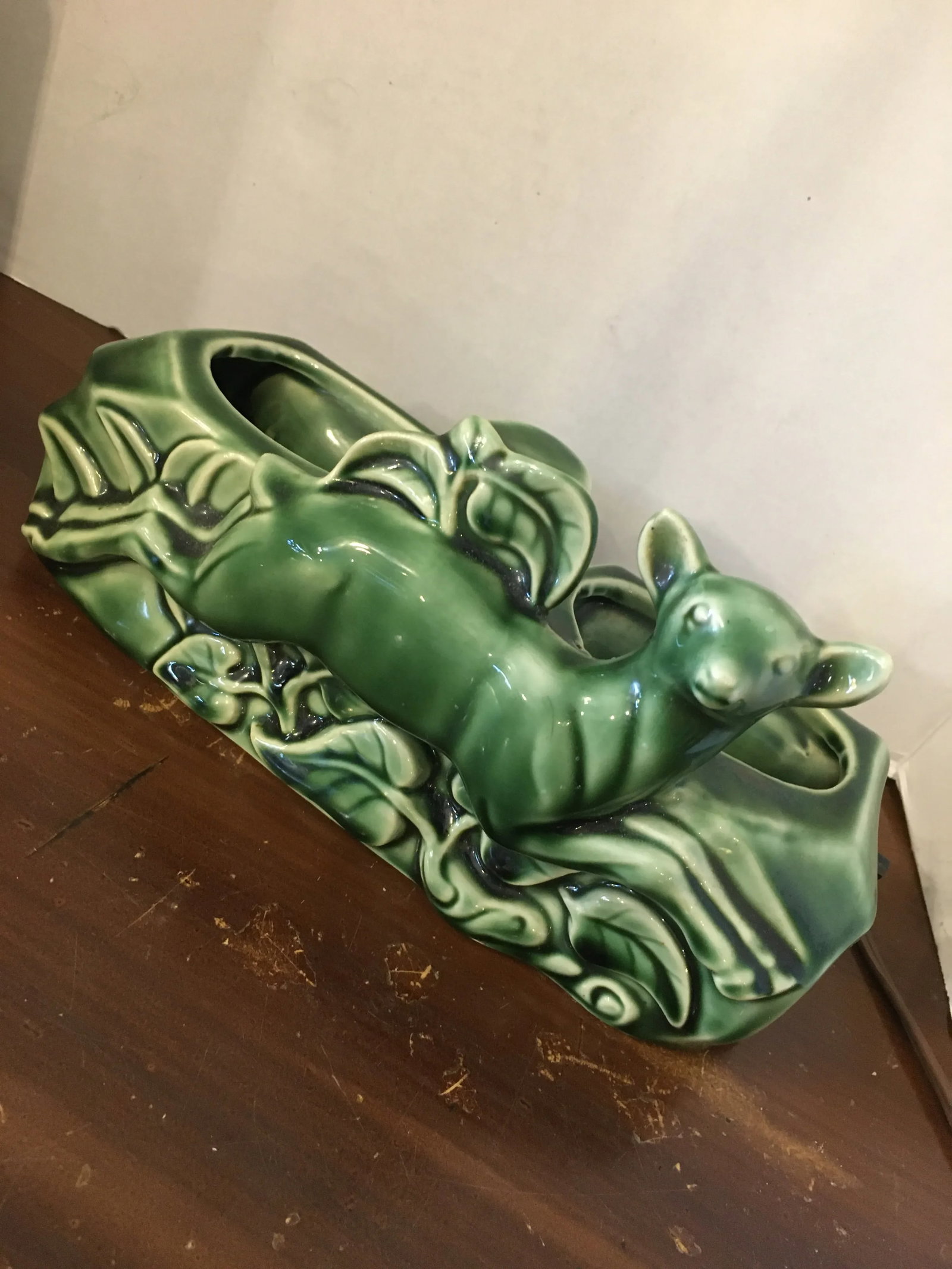 Vintage 1960s Green Deer Tv Lamp with Planter - 2
