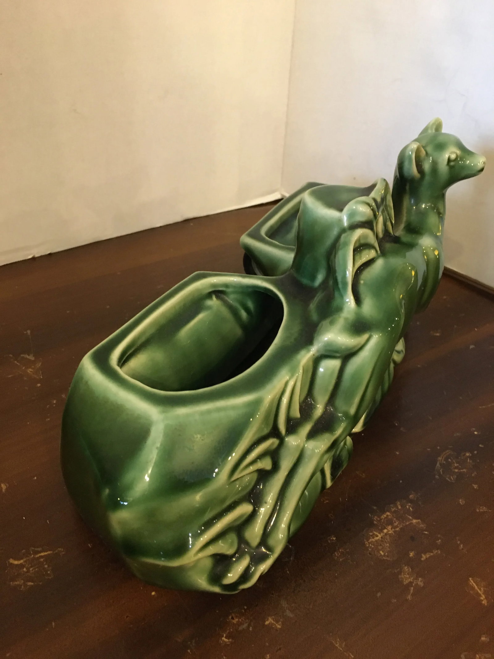 Vintage 1960s Green Deer Tv Lamp with Planter - 4