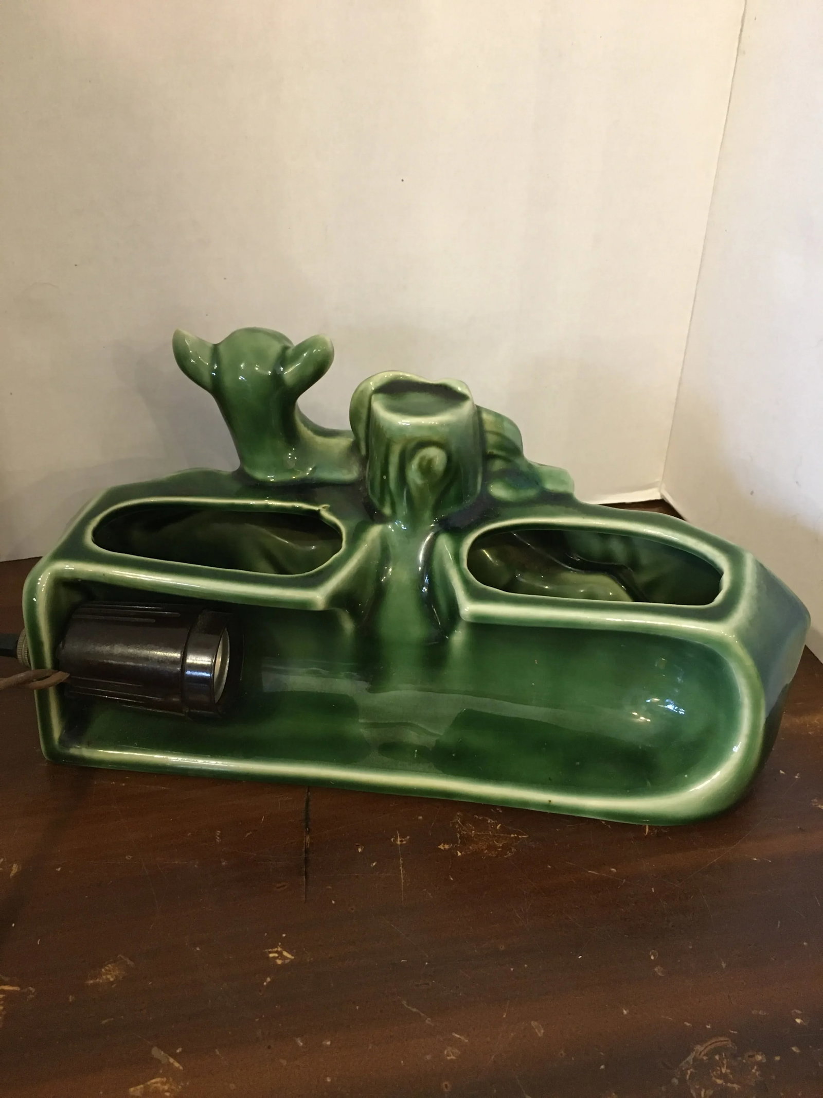 Vintage 1960s Green Deer Tv Lamp with Planter - 5