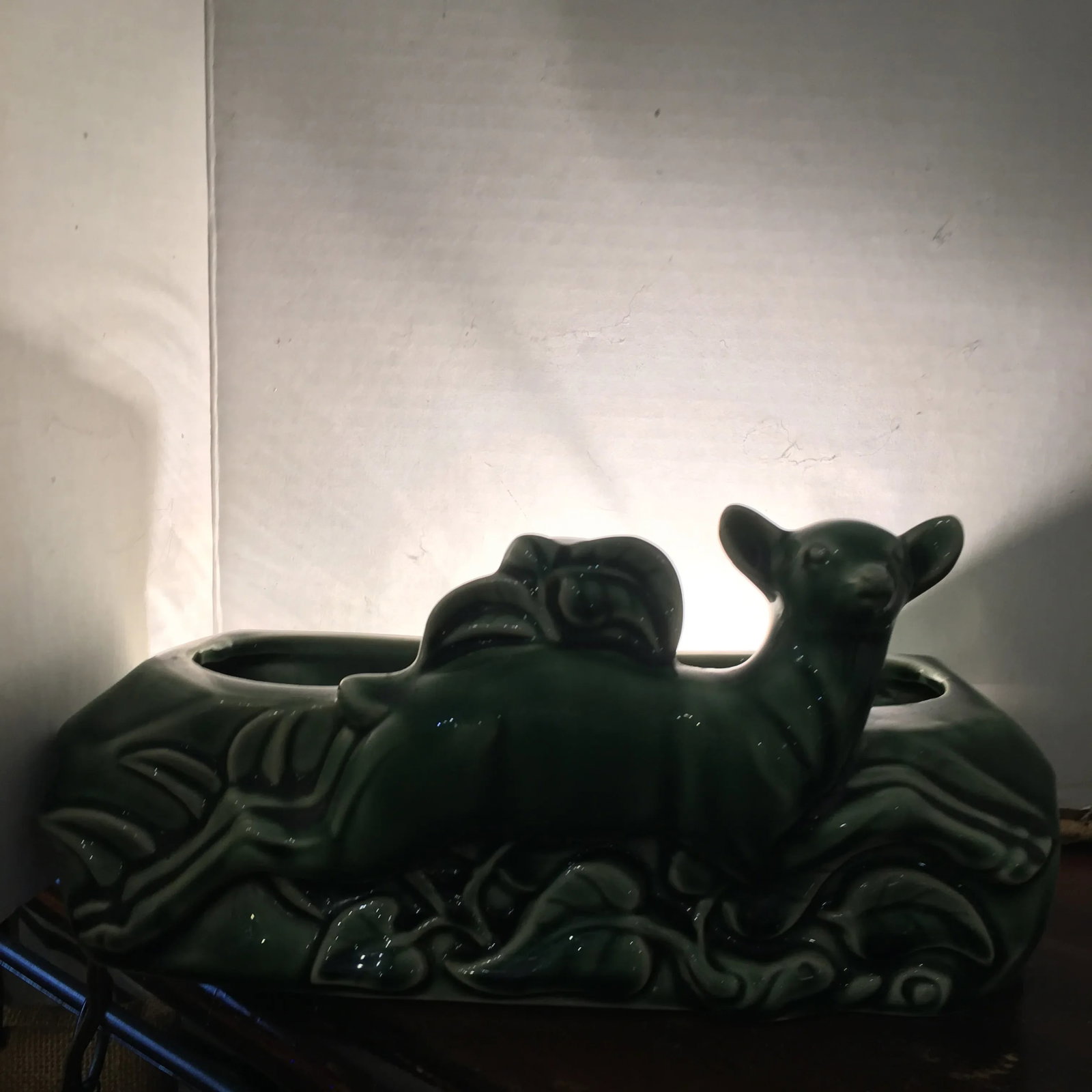 Vintage 1960s Green Deer Tv Lamp with Planter - 7