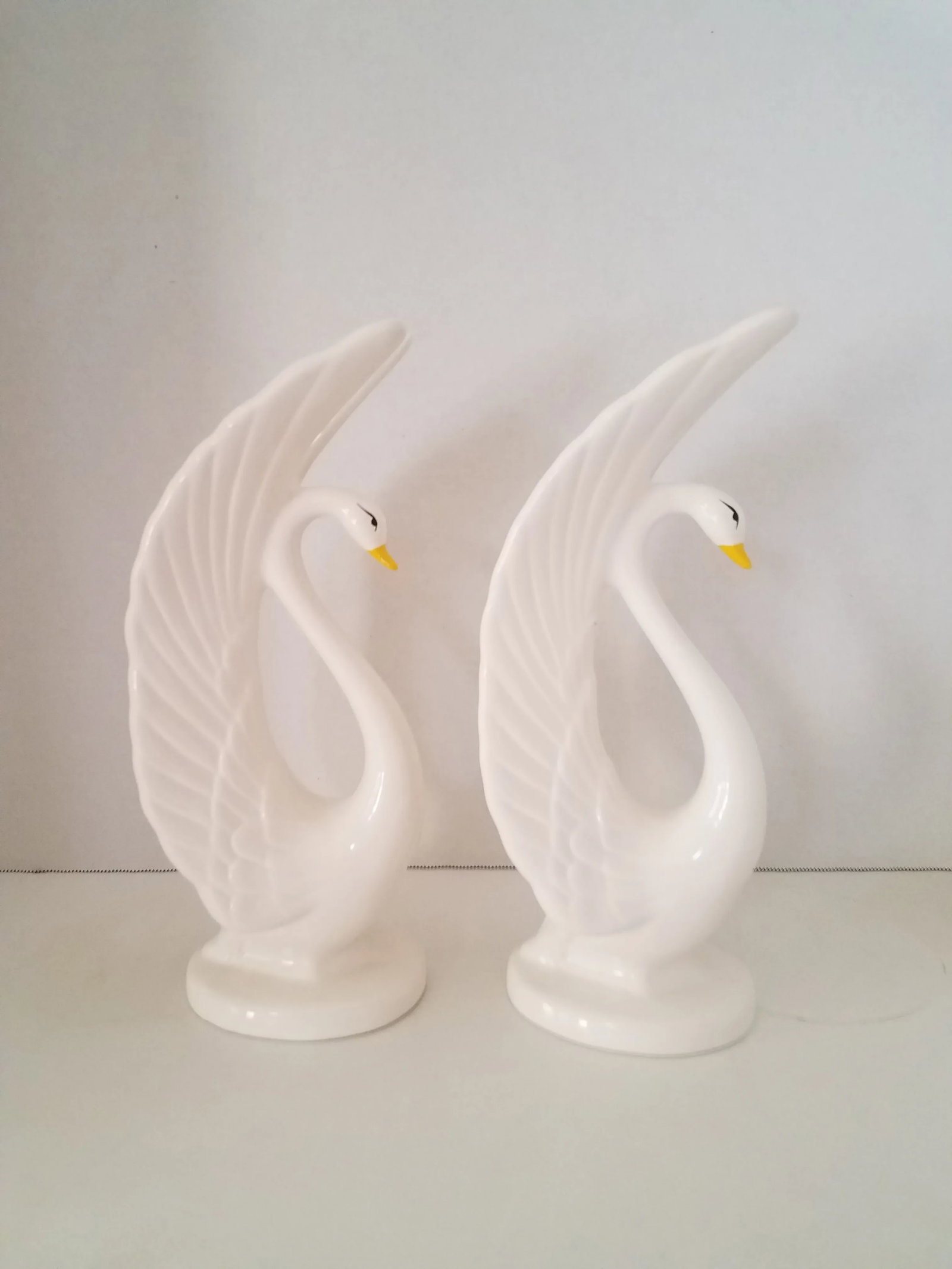 Vintage Porcelain Swan Figurines - a Pair - 2