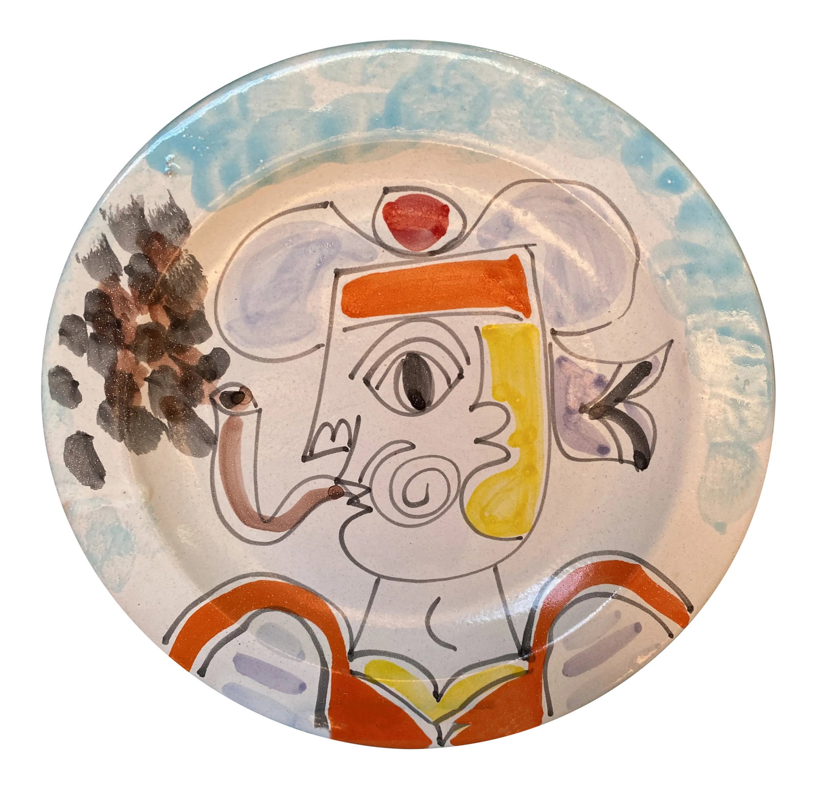 1960s DeSimone Mid-Century Sailor Plate: It is said that Giovanni DeSimone was a student of Picasso. You can definitely see the Picasso influence in the depiction of the sailor's face. He is smoking a pipe. Condition: Alterations: Original