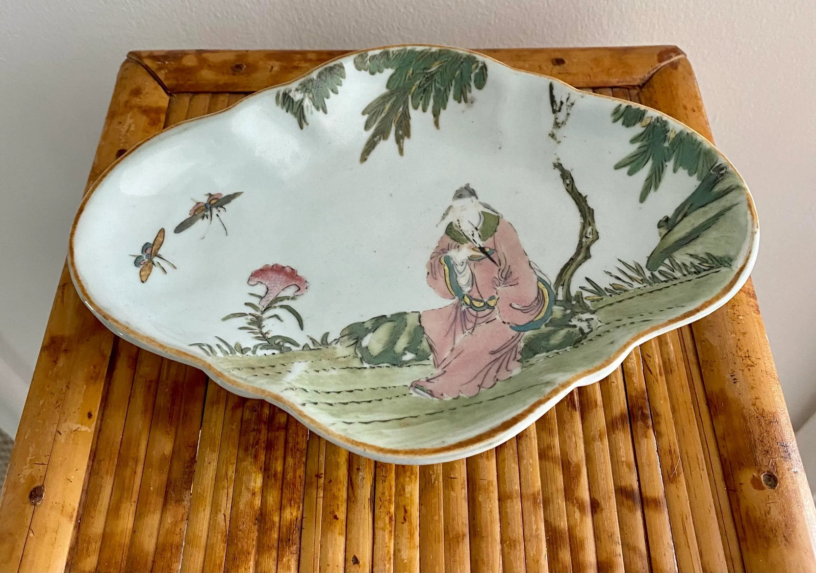 Vintage Chinoiserie Pedestal Dish - 3