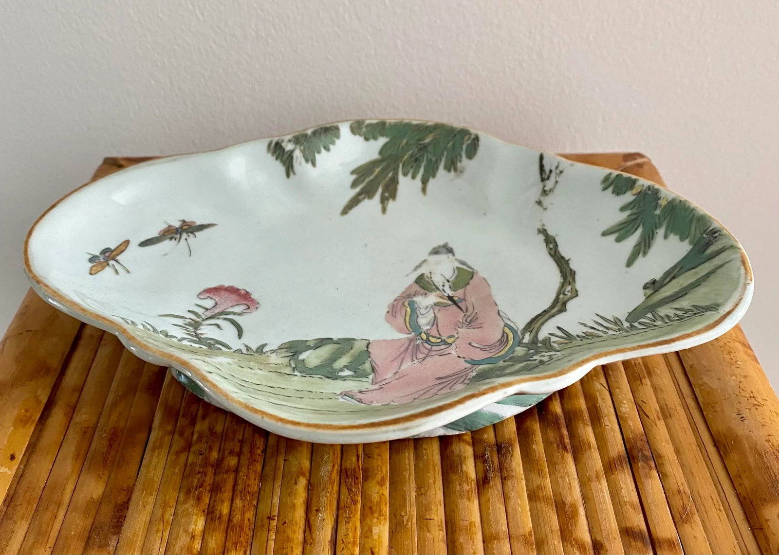 Vintage Chinoiserie Pedestal Dish - 4