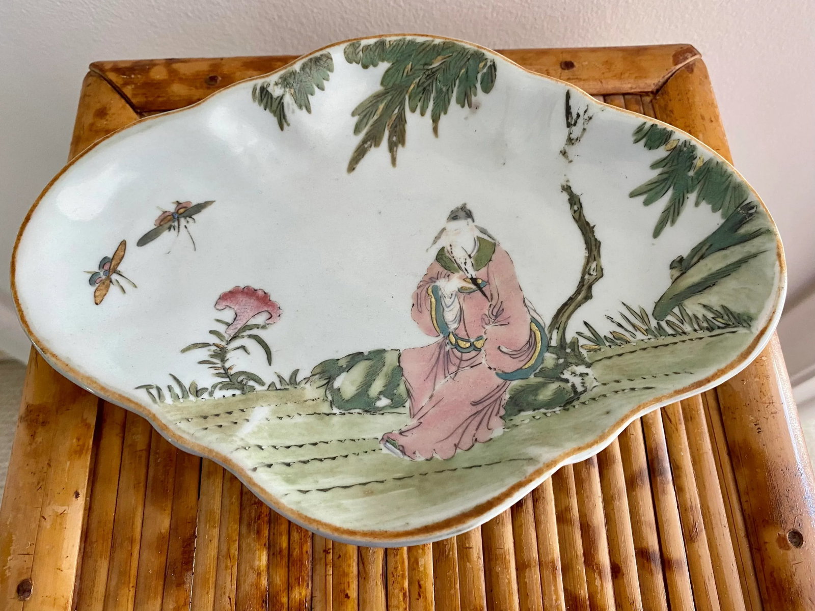 Vintage Chinoiserie Pedestal Dish - 7