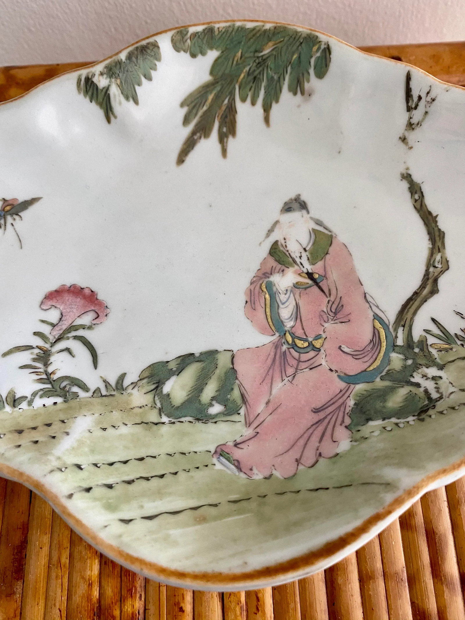 Vintage Chinoiserie Pedestal Dish - 9