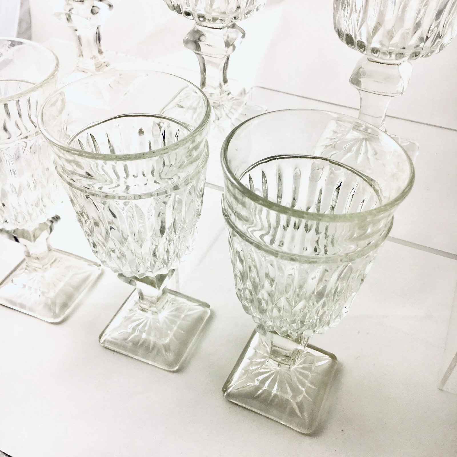 1940s Georgian Style Faceted Stemware - Set of 6 - 6
