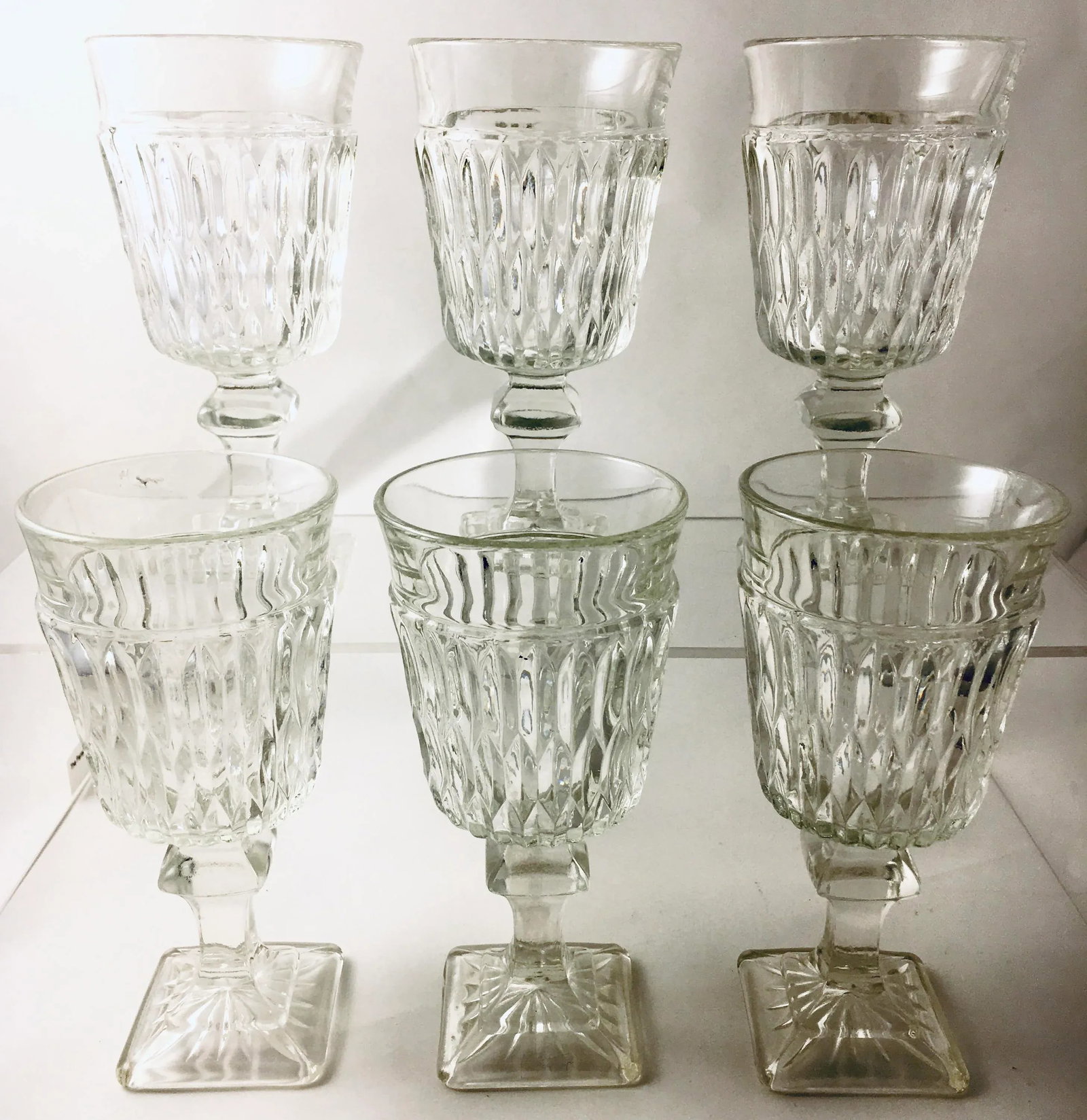 1940s Georgian Style Faceted Stemware - Set of 6 - 7