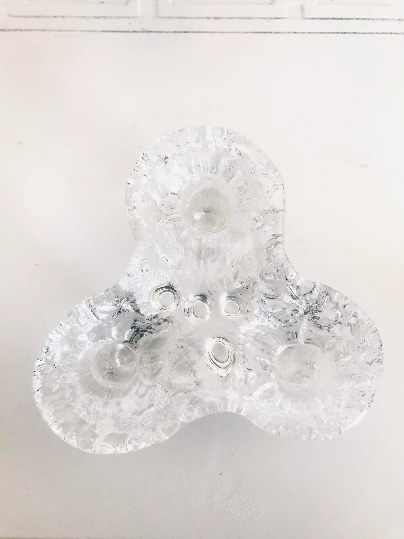 Vintage Mid 20th Century Blenko Icicle Glass Tripod Candle Holder #763 - 2