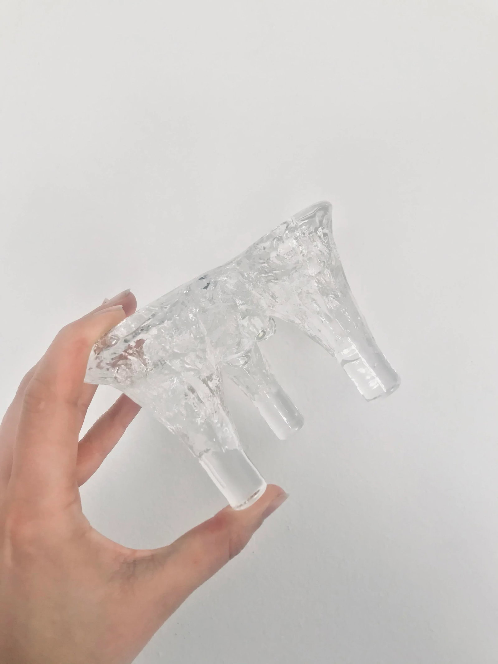 Vintage Mid 20th Century Blenko Icicle Glass Tripod Candle Holder #763 - 4