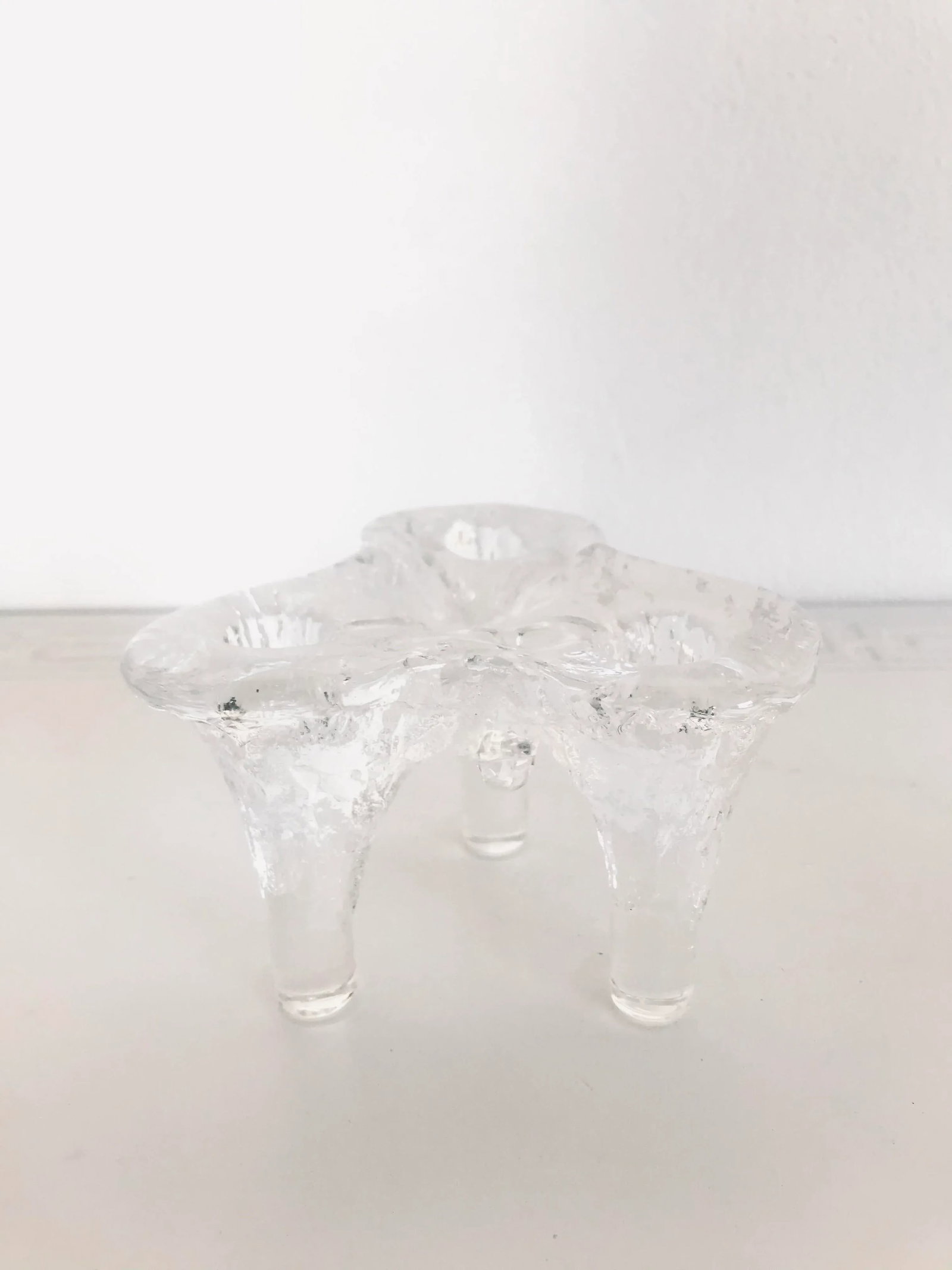 Vintage Mid 20th Century Blenko Icicle Glass Tripod Candle Holder #763 - 8