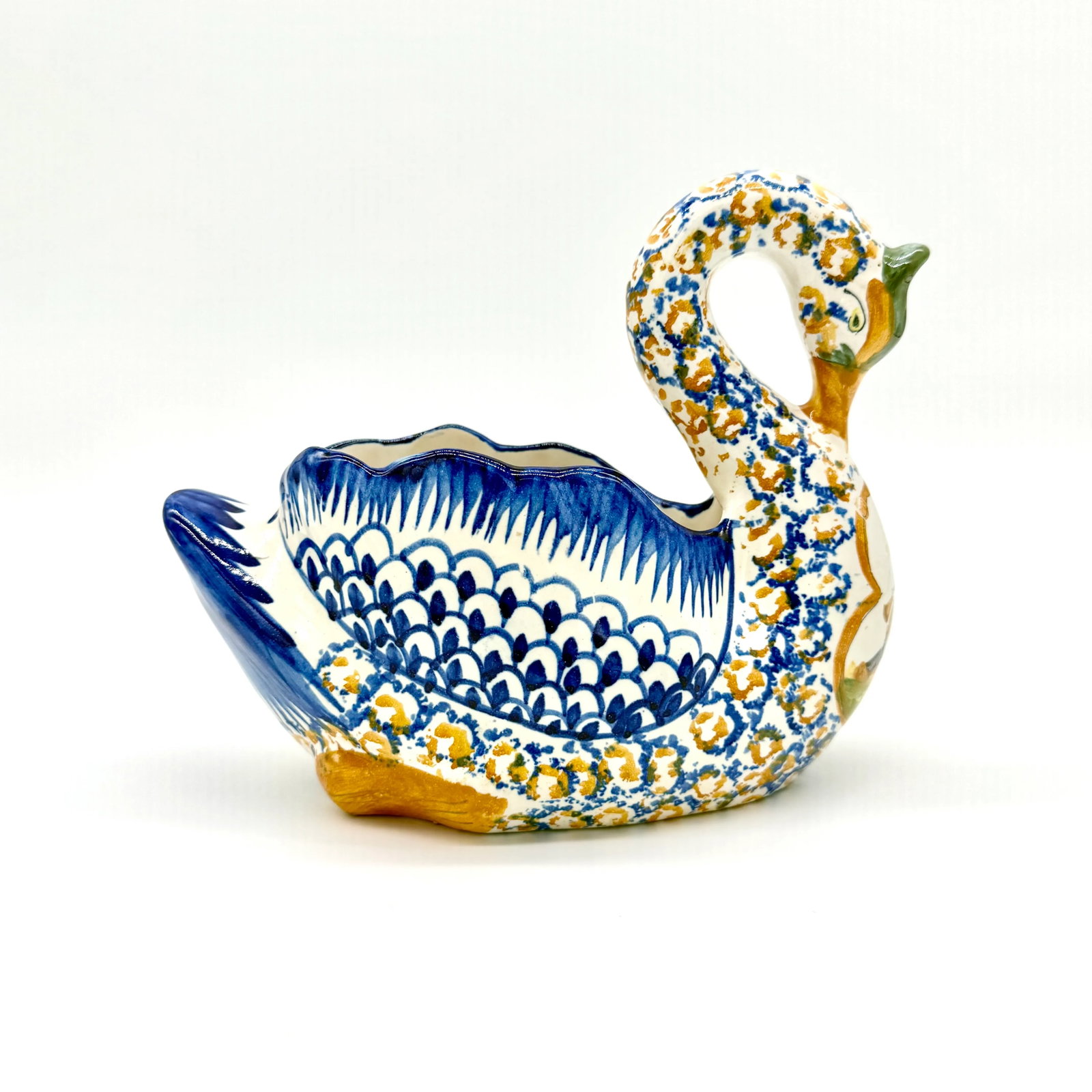 Antique Quimper Hand Painted Swan Jardiniere - 4
