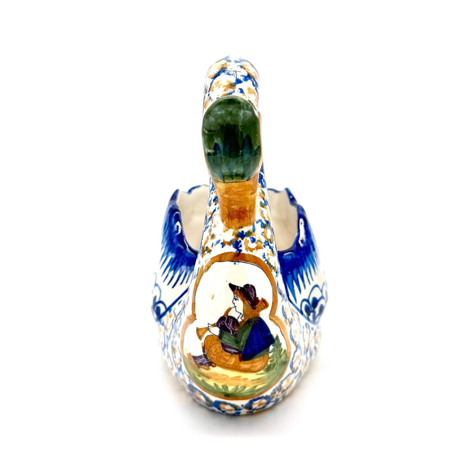 Antique Quimper Hand Painted Swan Jardiniere - 5