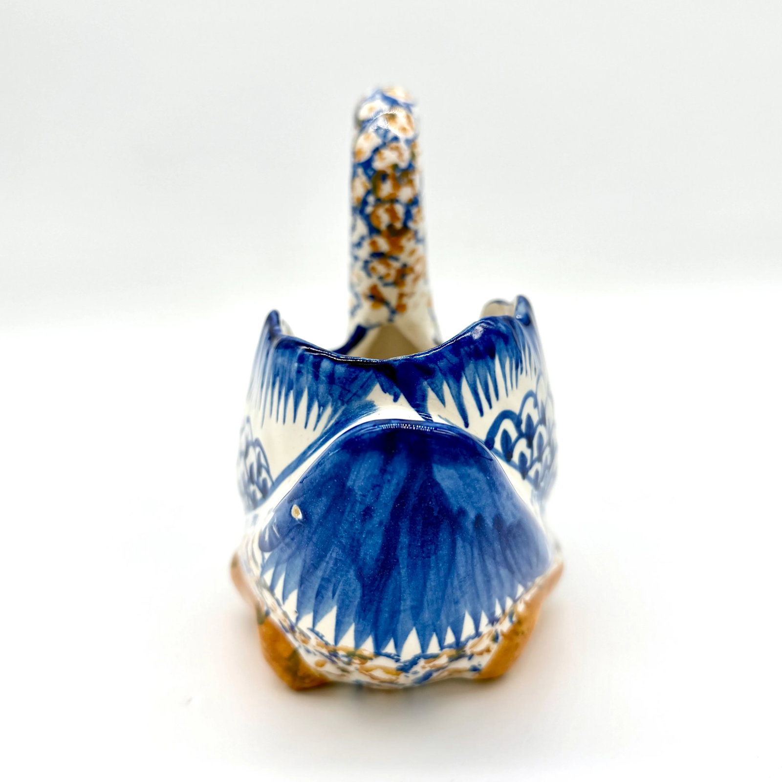 Antique Quimper Hand Painted Swan Jardiniere - 6