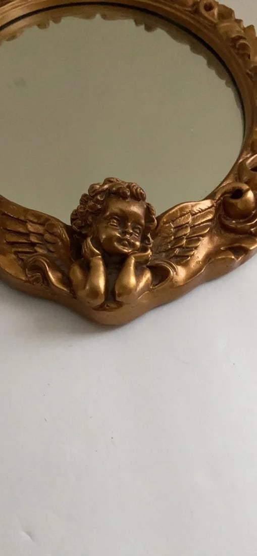 Mid 20th Century Small French Italian Gold Relief Mirror - 2