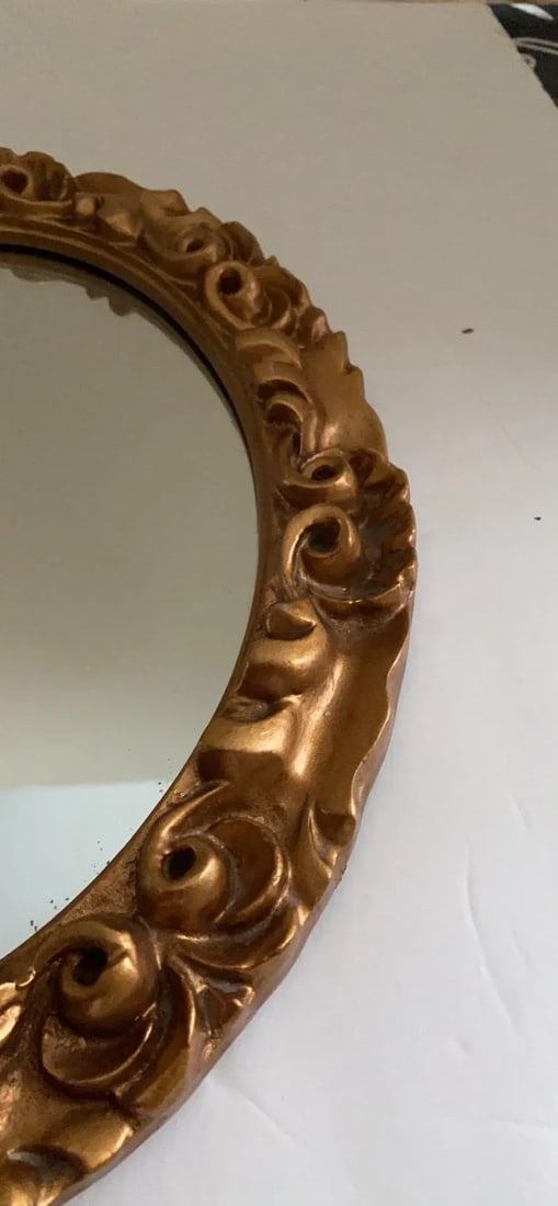 Mid 20th Century Small French Italian Gold Relief Mirror - 4